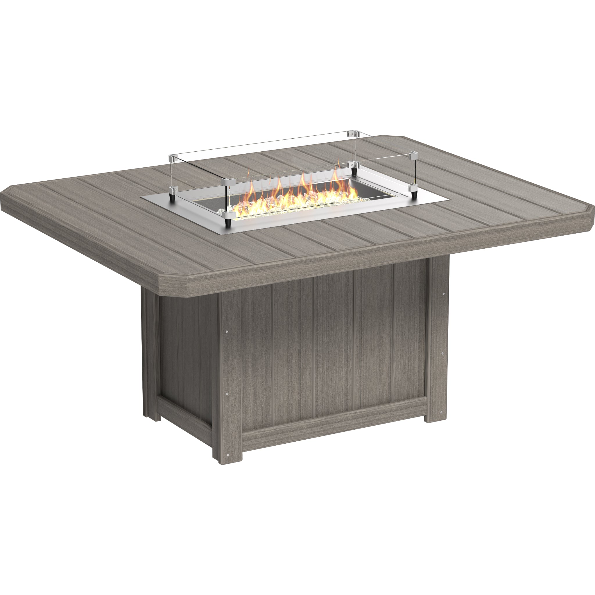 LuxCraft Lumin 62″ Rectangular Fire Table – Outdoor Poly Patio Dining Height Fire Table (LFT62R)