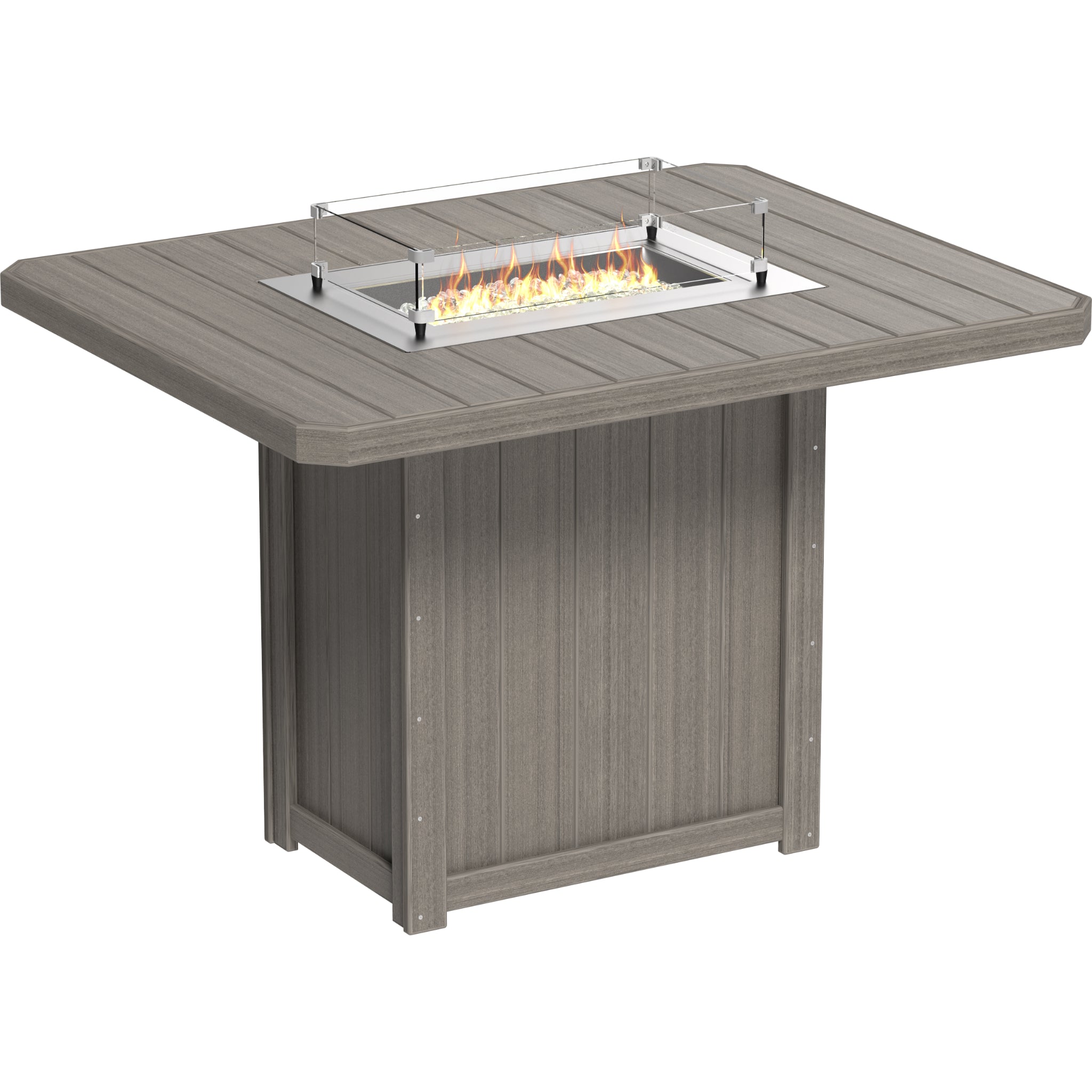 LuxCraft Lumin 62″ Rectangular Fire Table – Outdoor Poly Patio Bar Height Fire Table (LFT62R)