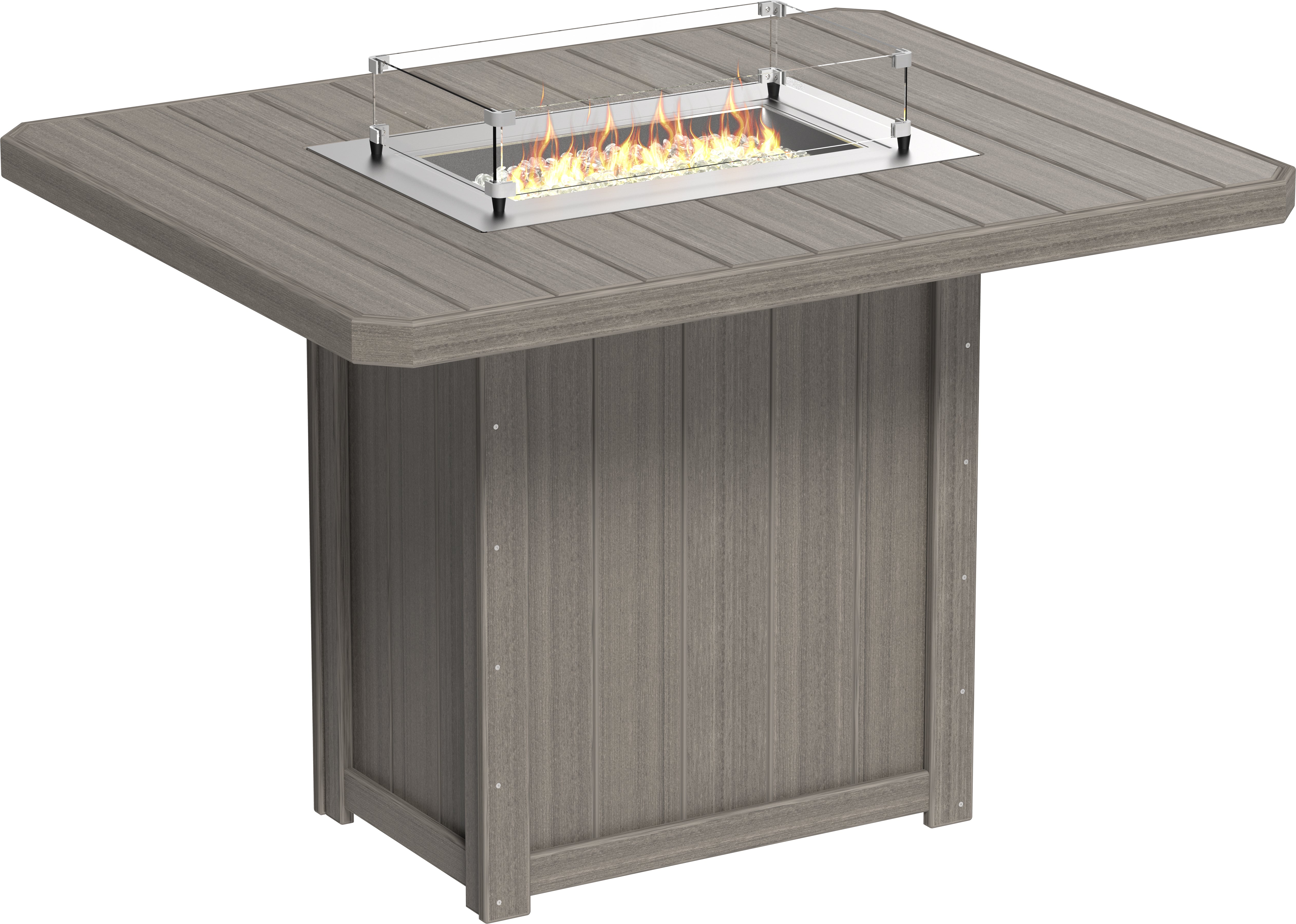 LuxCraft Lumin 62″ Rectangular Fire Table – Outdoor Poly Patio Bar Height Fire Table (LFT62R)