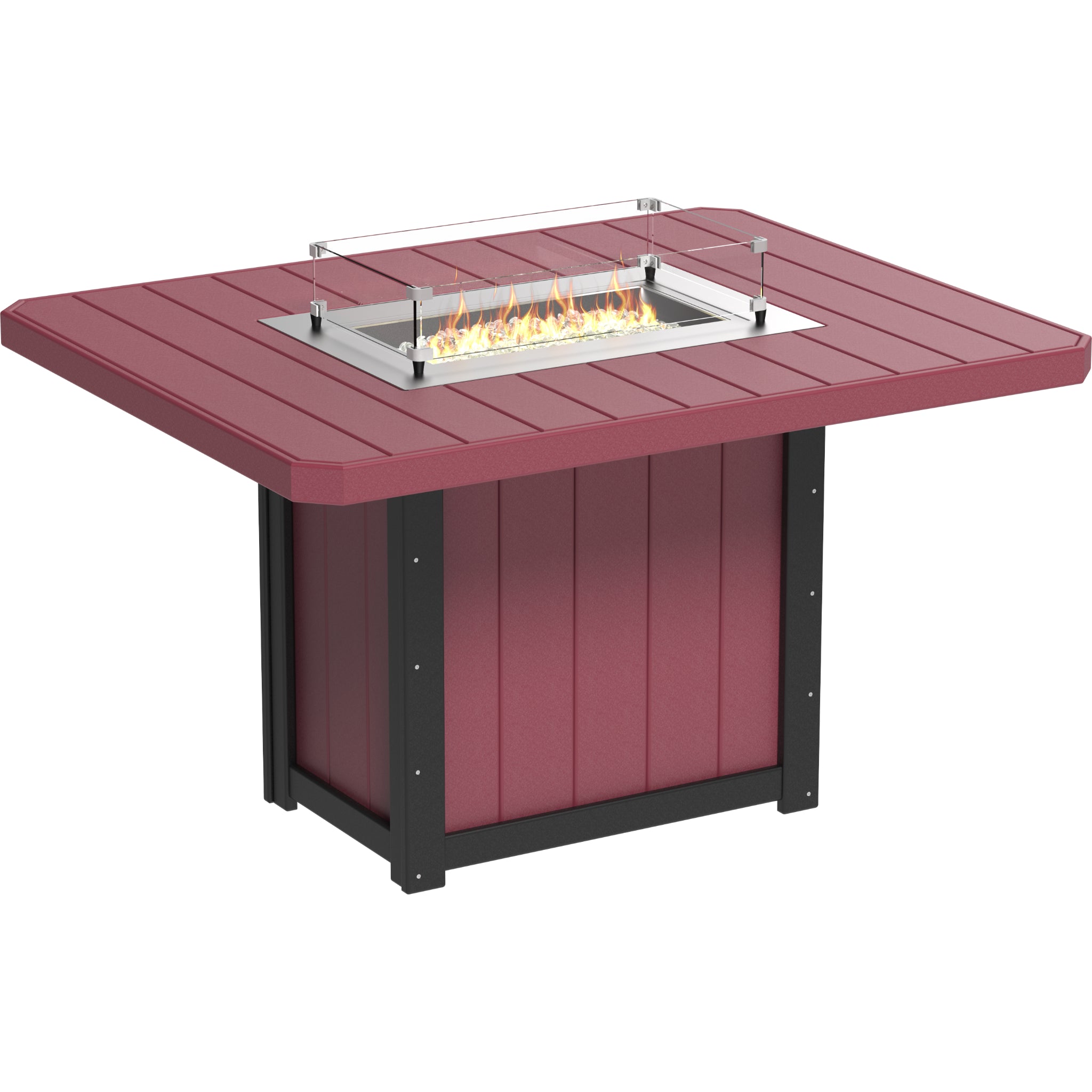 LuxCraft Lumin 62″ Rectangular Fire Table – Outdoor Poly Patio Counter Height Fire Table (LFT62R)