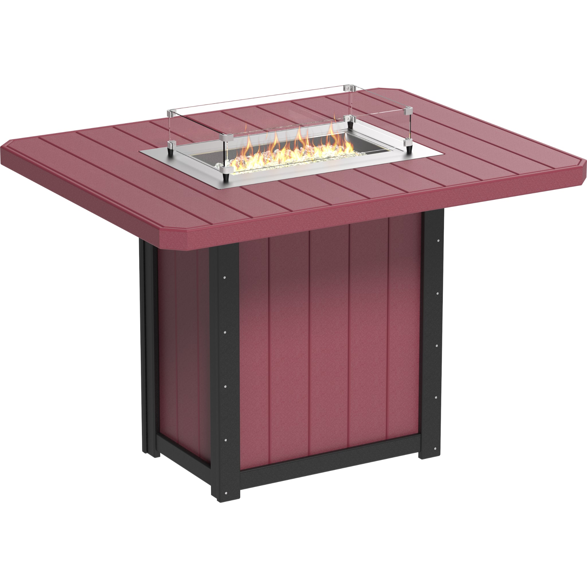 LuxCraft Lumin 62″ Rectangular Fire Table – Outdoor Poly Patio Bar Height Fire Table (LFT62R)