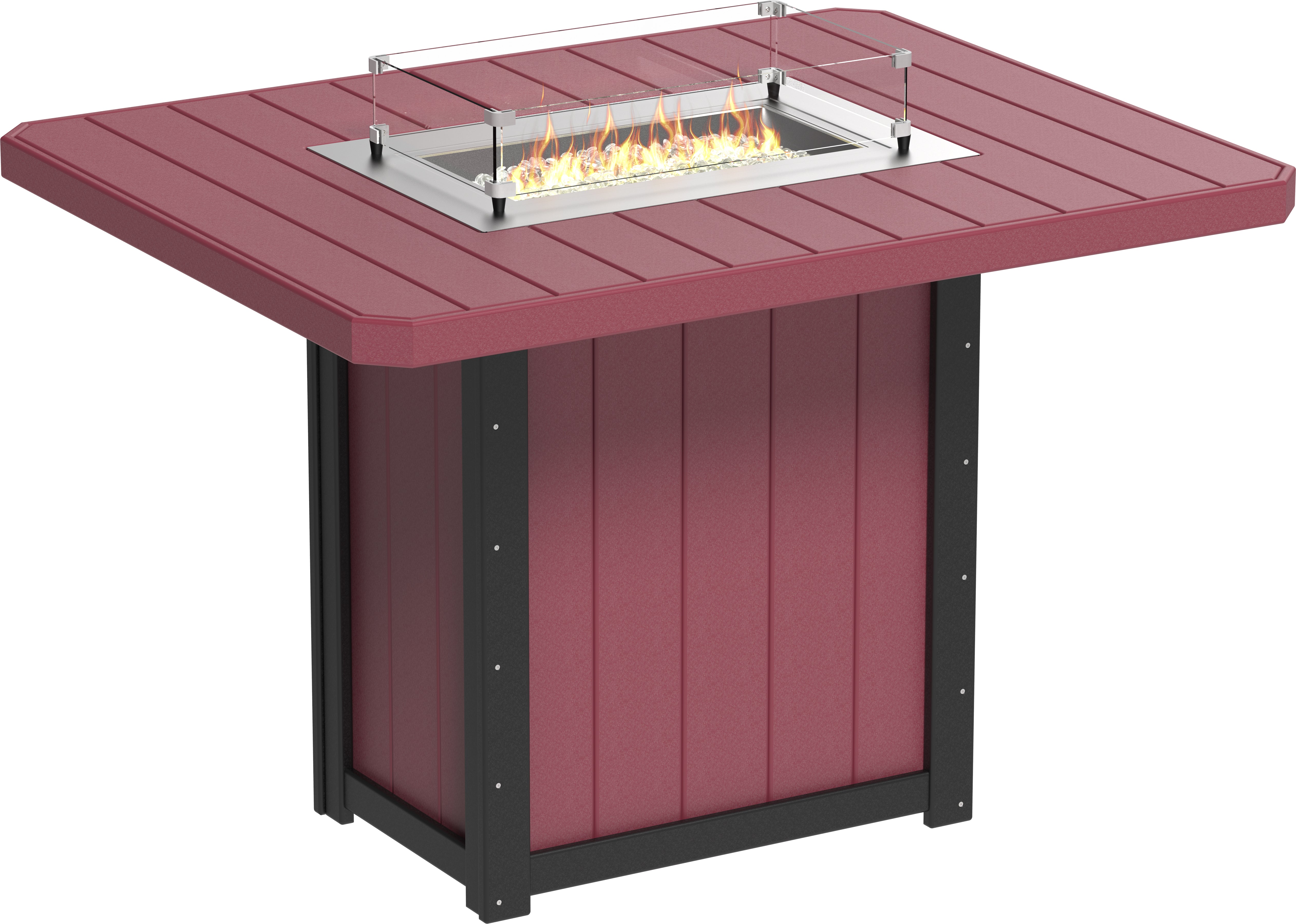 LuxCraft Lumin 62″ Rectangular Fire Table – Outdoor Poly Patio Bar Height Fire Table (LFT62R)