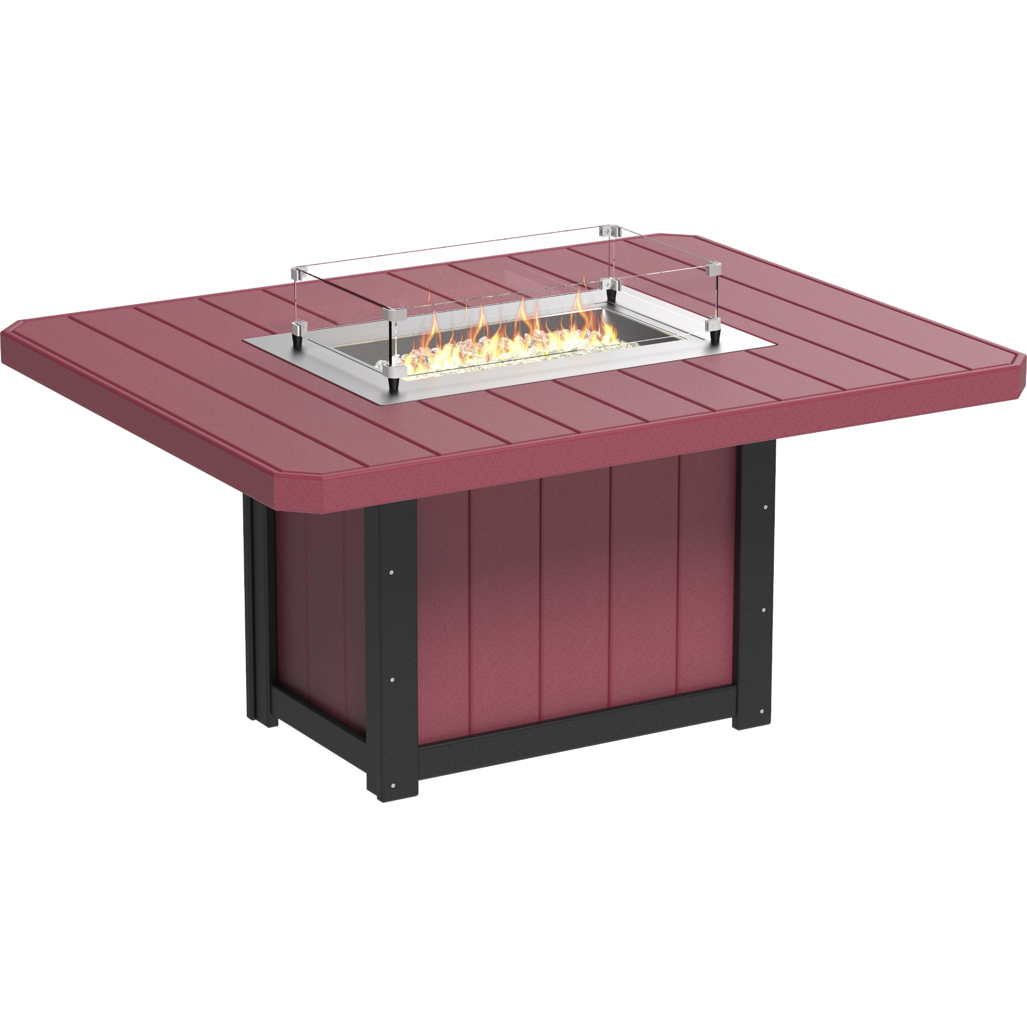 LuxCraft Lumin 62″ Rectangular Fire Table – Outdoor Poly Patio Dining Height Fire Table (LFT62R)