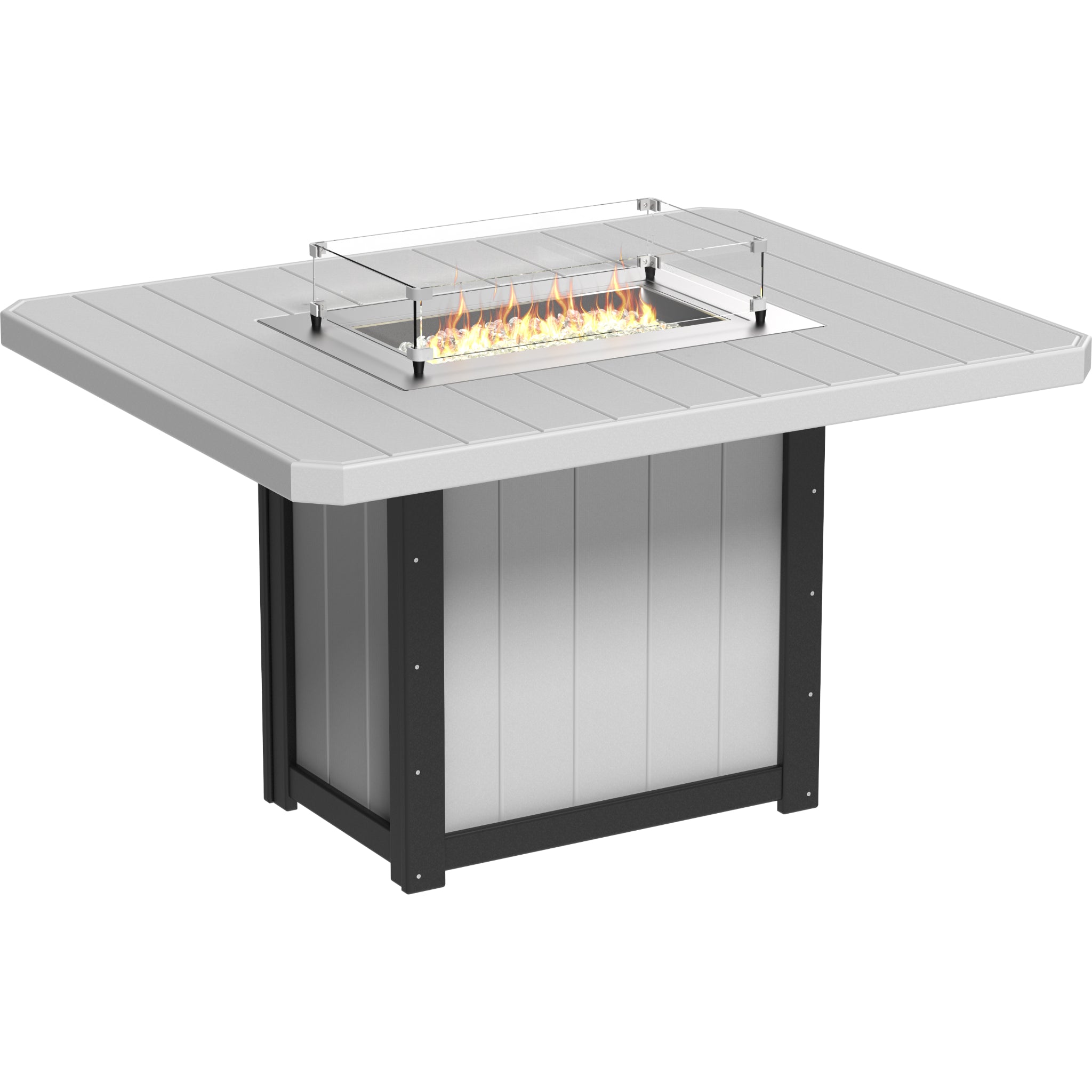 LuxCraft Lumin 62″ Rectangular Fire Table – Outdoor Poly Patio Counter Height Fire Table (LFT62R)