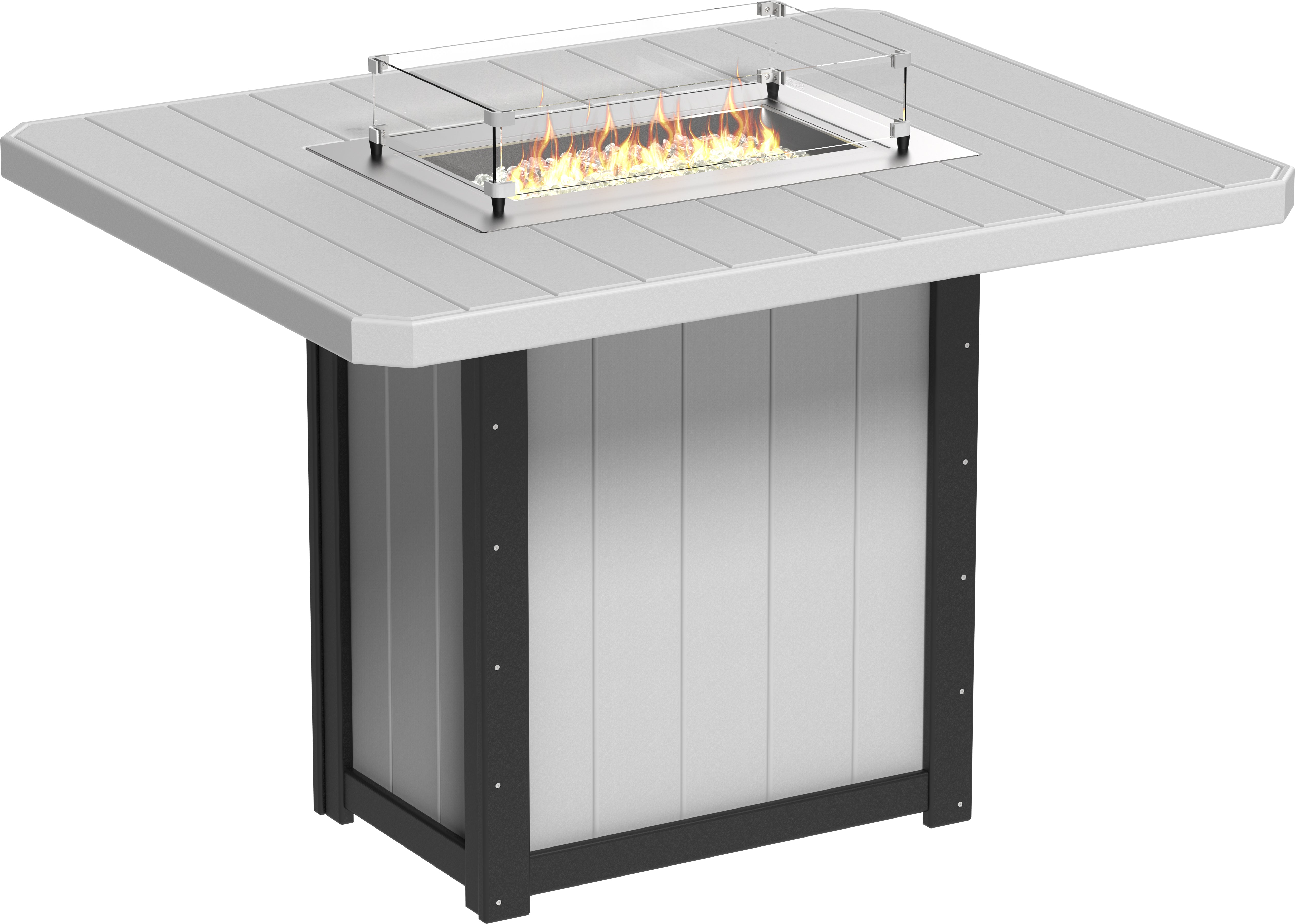 LuxCraft Lumin 62″ Rectangular Fire Table – Outdoor Poly Patio Bar Height Fire Table (LFT62R)