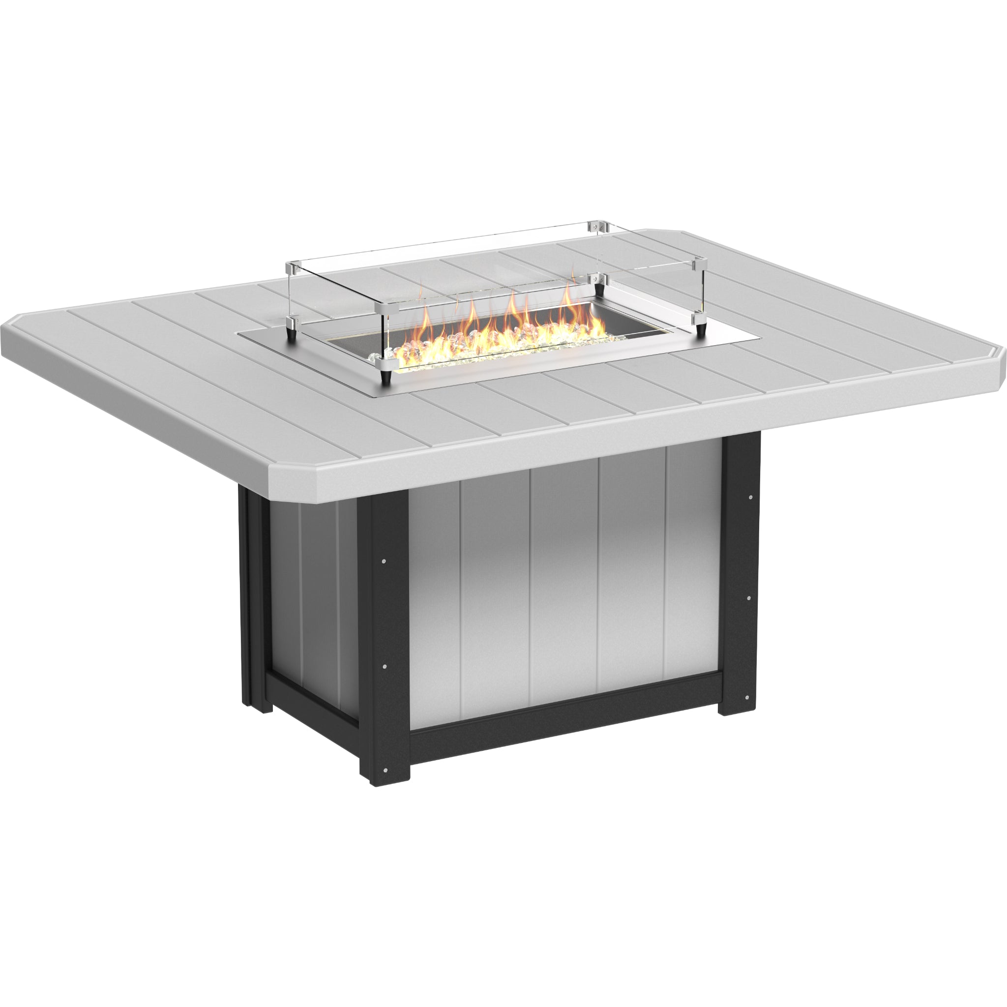 LuxCraft Lumin 62″ Rectangular Fire Table – Outdoor Poly Patio Dining Height Fire Table (LFT62R)