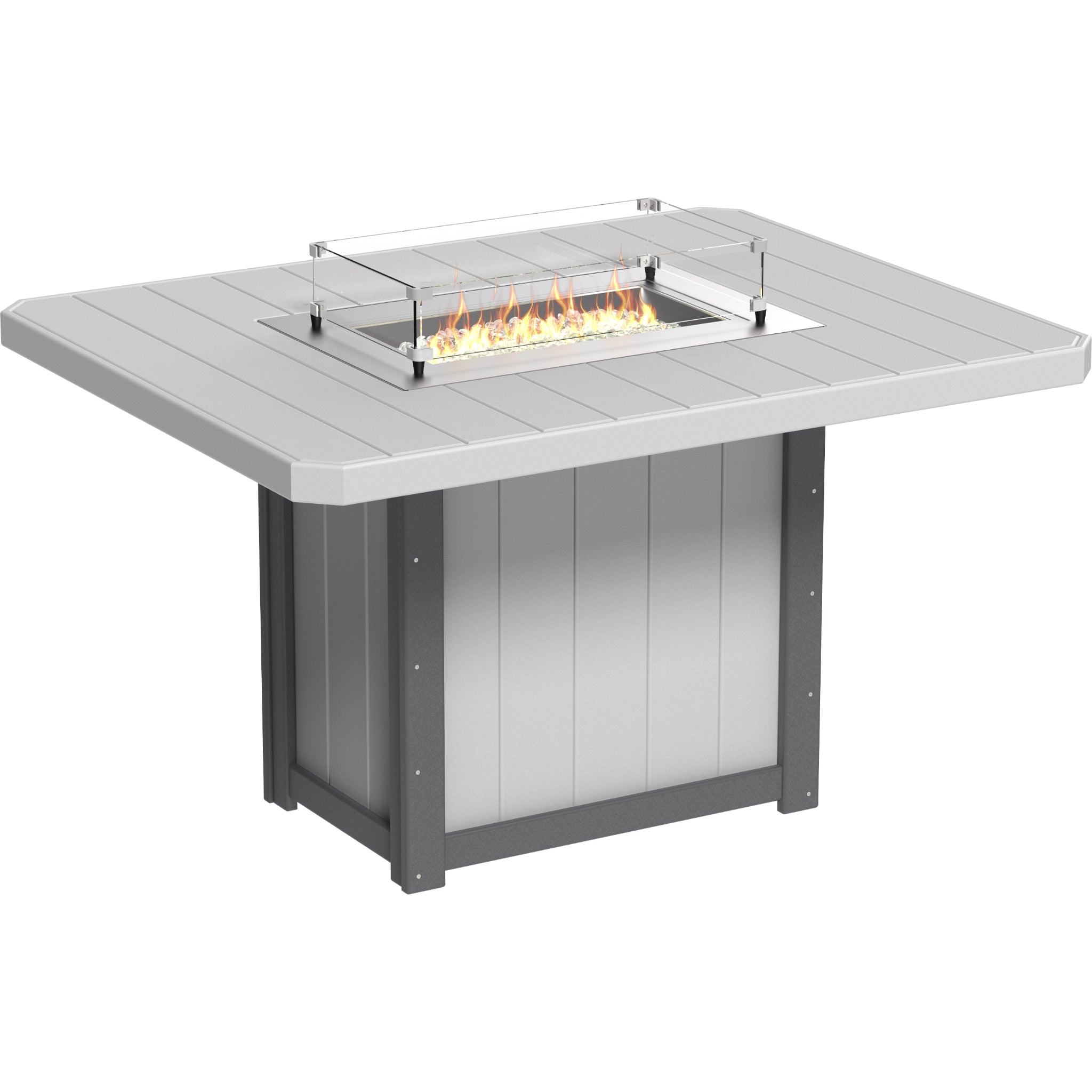 LuxCraft Lumin 62″ Rectangular Fire Table – Outdoor Poly Patio Counter Height Fire Table (LFT62R)