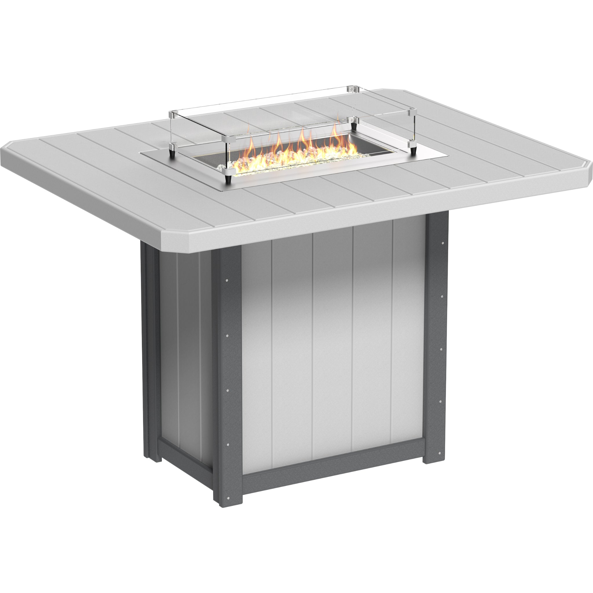 LuxCraft Lumin 62″ Rectangular Fire Table – Outdoor Poly Patio Bar Height Fire Table (LFT62R)