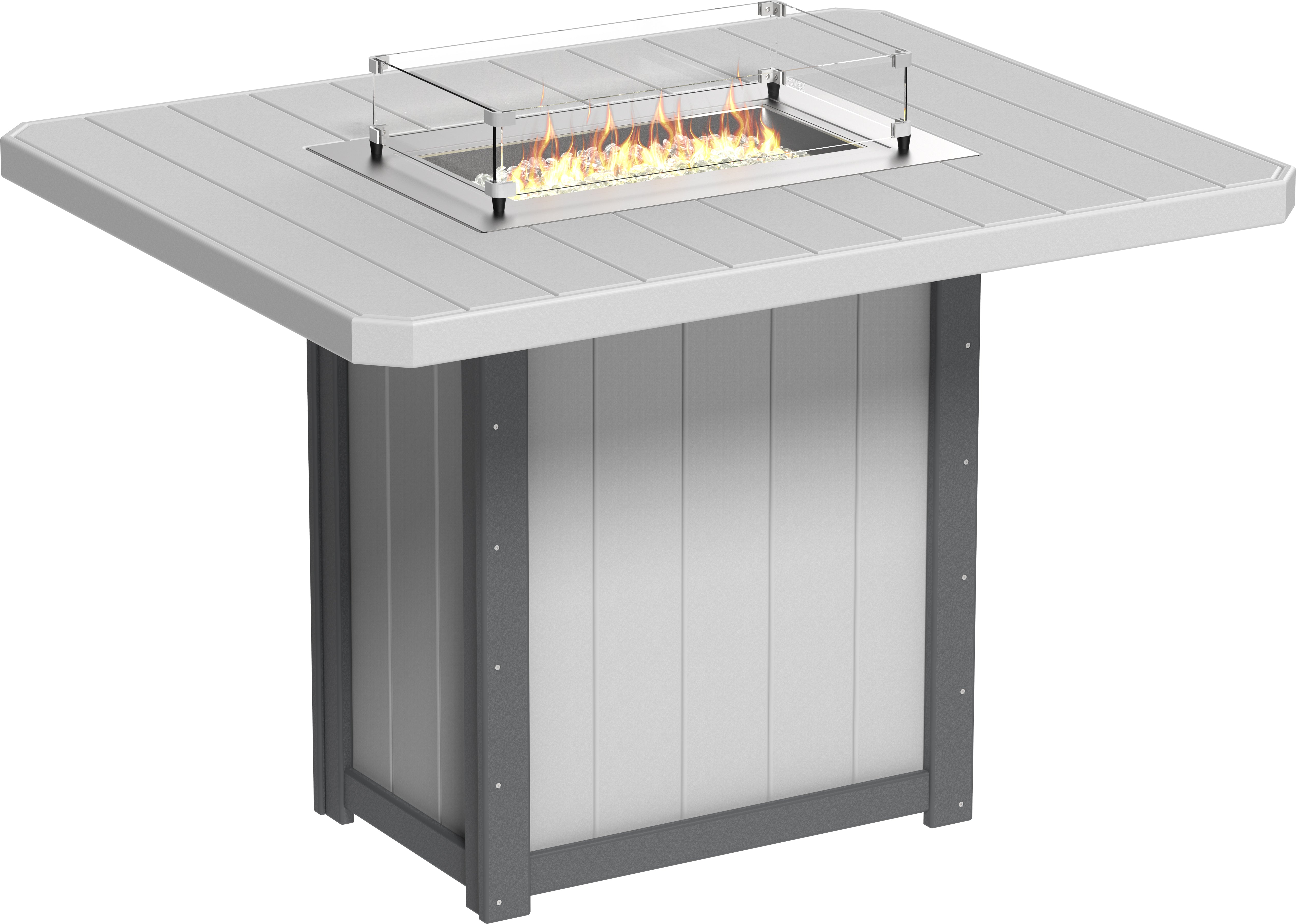 LuxCraft Lumin 62″ Rectangular Fire Table – Outdoor Poly Patio Bar Height Fire Table (LFT62R)
