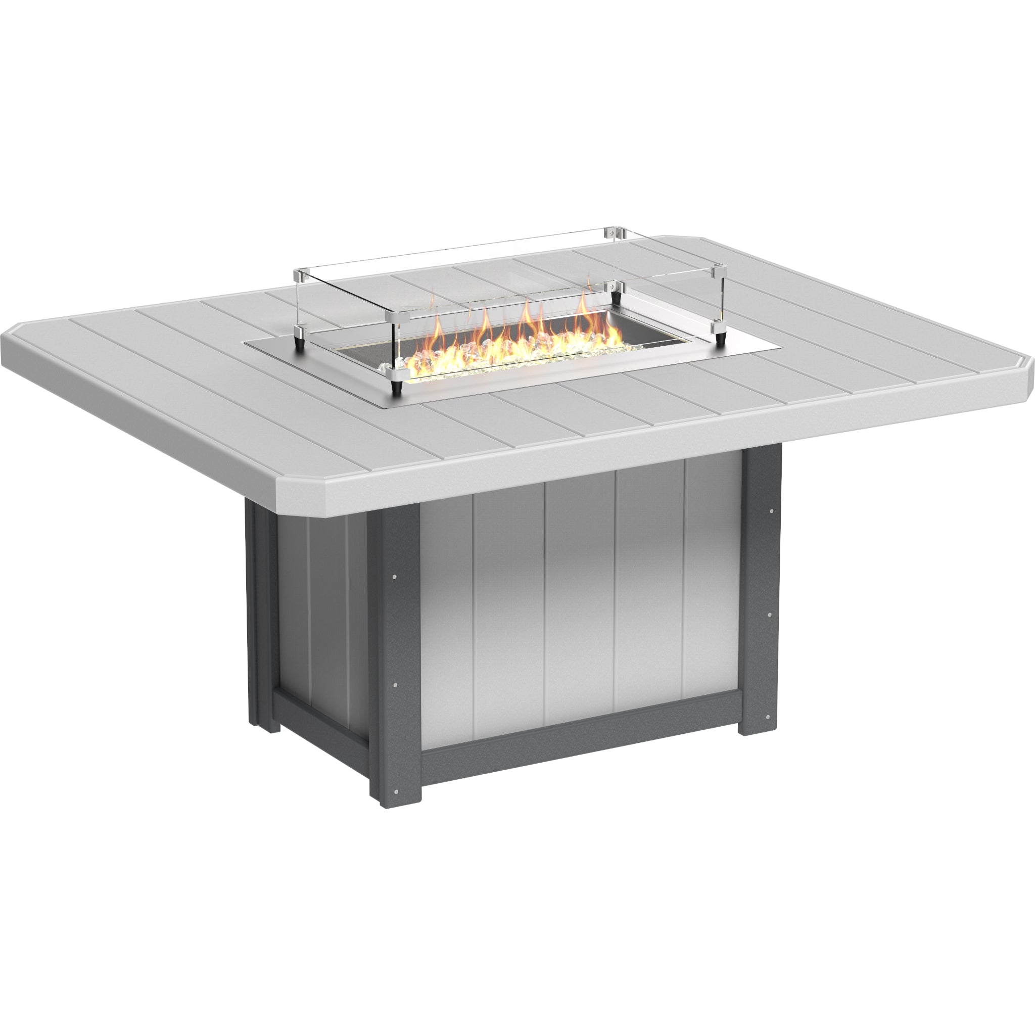 LuxCraft Lumin 62″ Rectangular Fire Table – Outdoor Poly Patio Dining Height Fire Table (LFT62R)