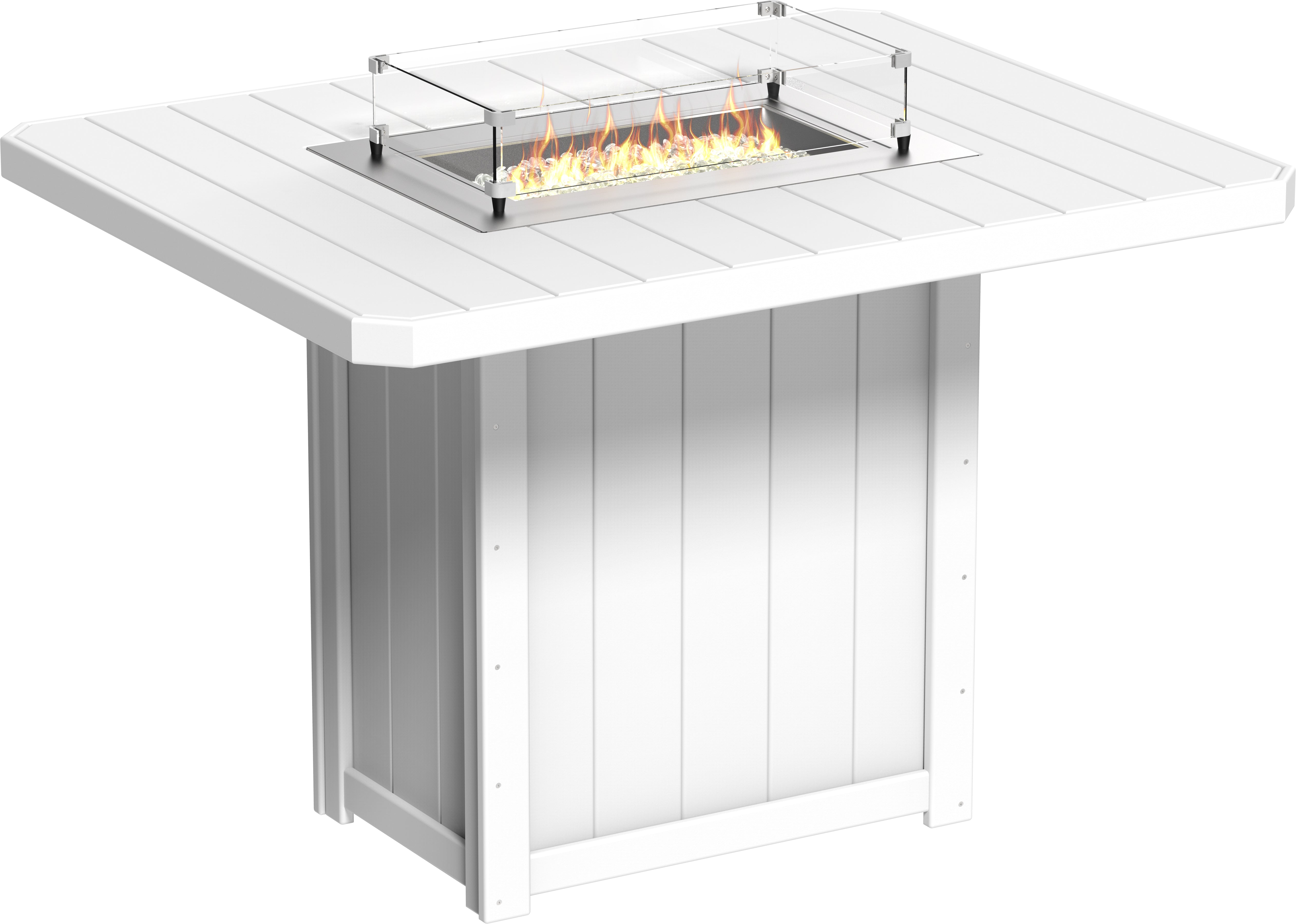 LuxCraft Lumin 62″ Rectangular Fire Table – Outdoor Poly Patio Bar Height Fire Table (LFT62R)