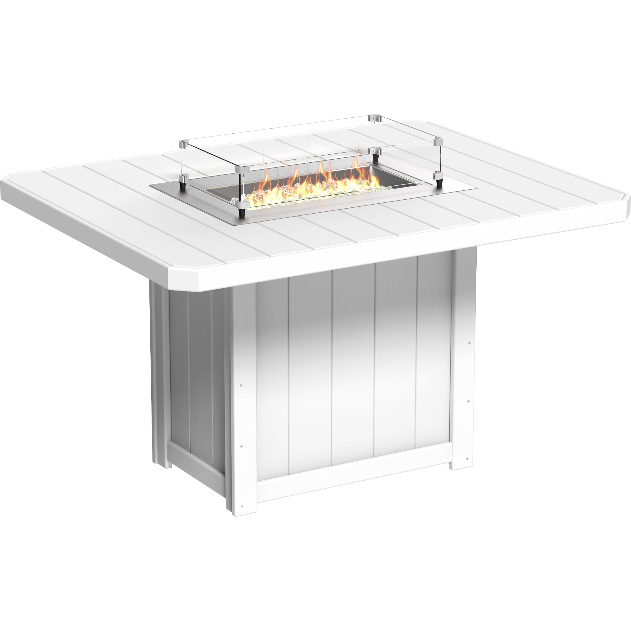 LuxCraft Lumin 62″ Rectangular Fire Table – Outdoor Poly Patio Counter Height Fire Table (LFT62R)