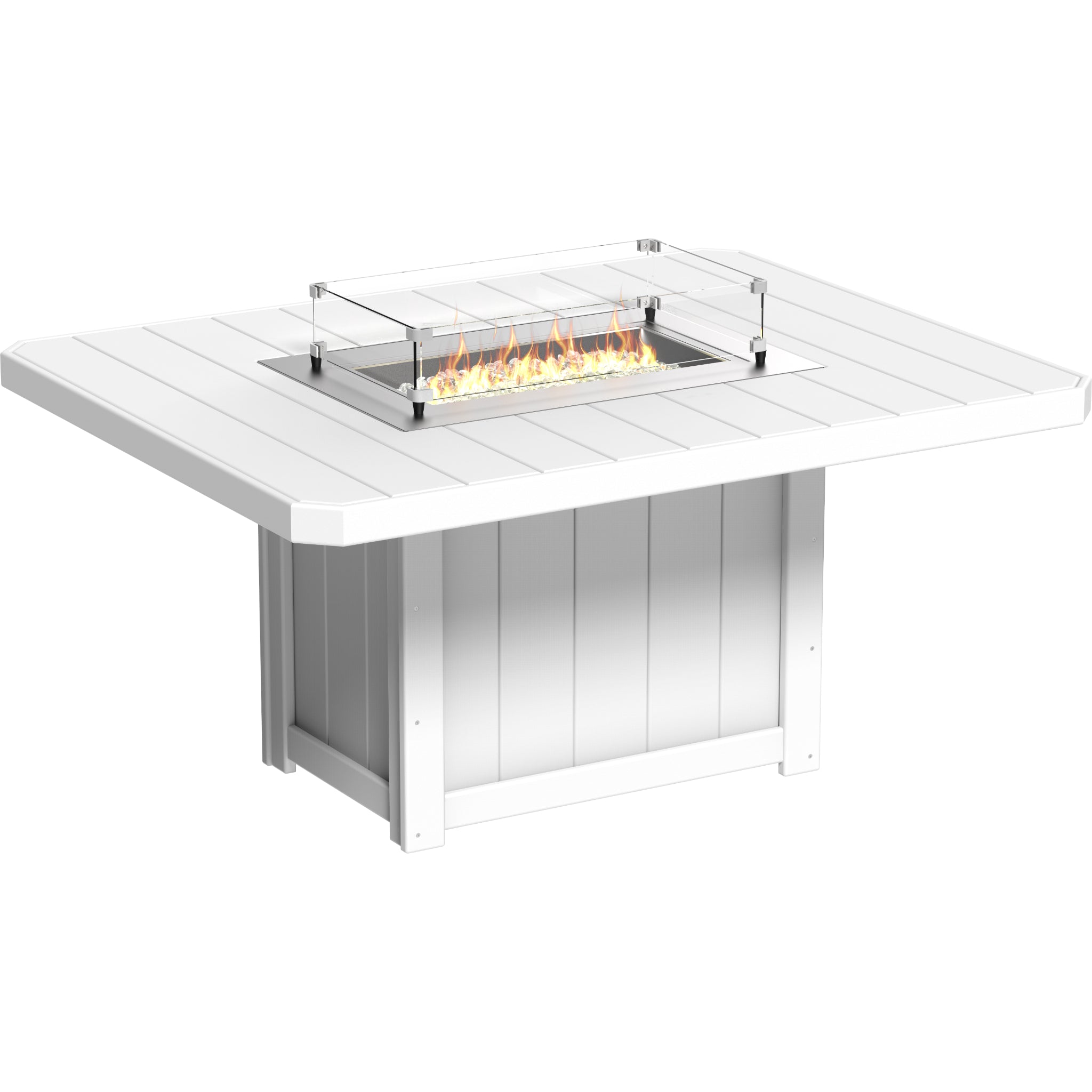 LuxCraft Lumin 62″ Rectangular Fire Table – Outdoor Poly Patio Dining Height Fire Table (LFT62R)
