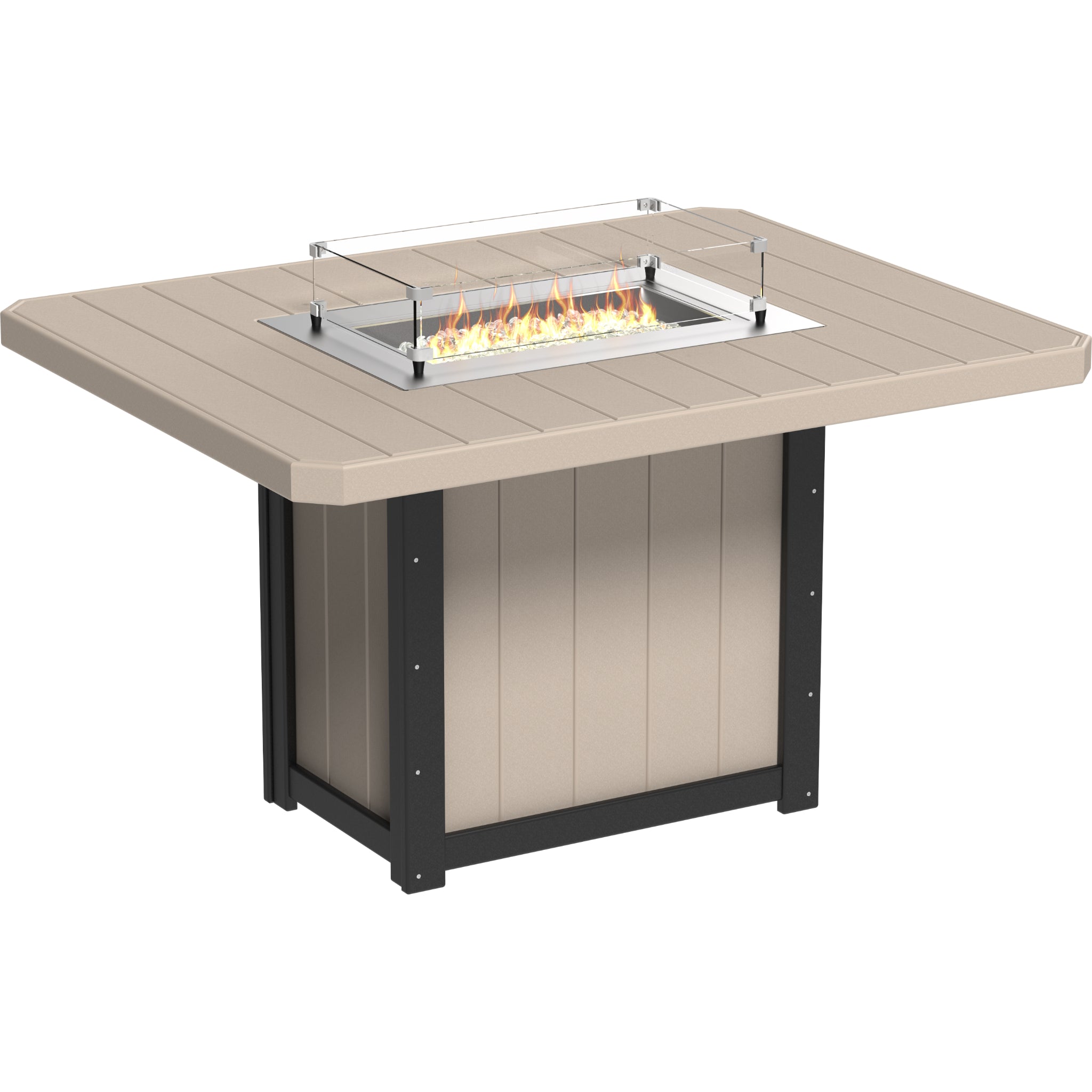 LuxCraft Lumin 62″ Rectangular Fire Table – Outdoor Poly Patio Counter Height Fire Table (LFT62R)