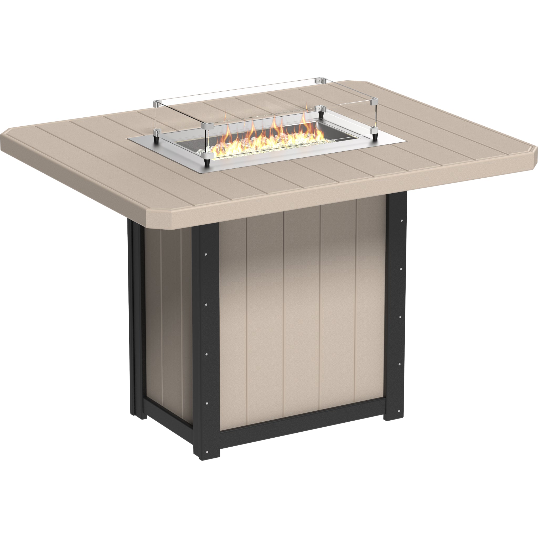 LuxCraft Lumin 62″ Rectangular Fire Table – Outdoor Poly Patio Bar Height Fire Table (LFT62R)
