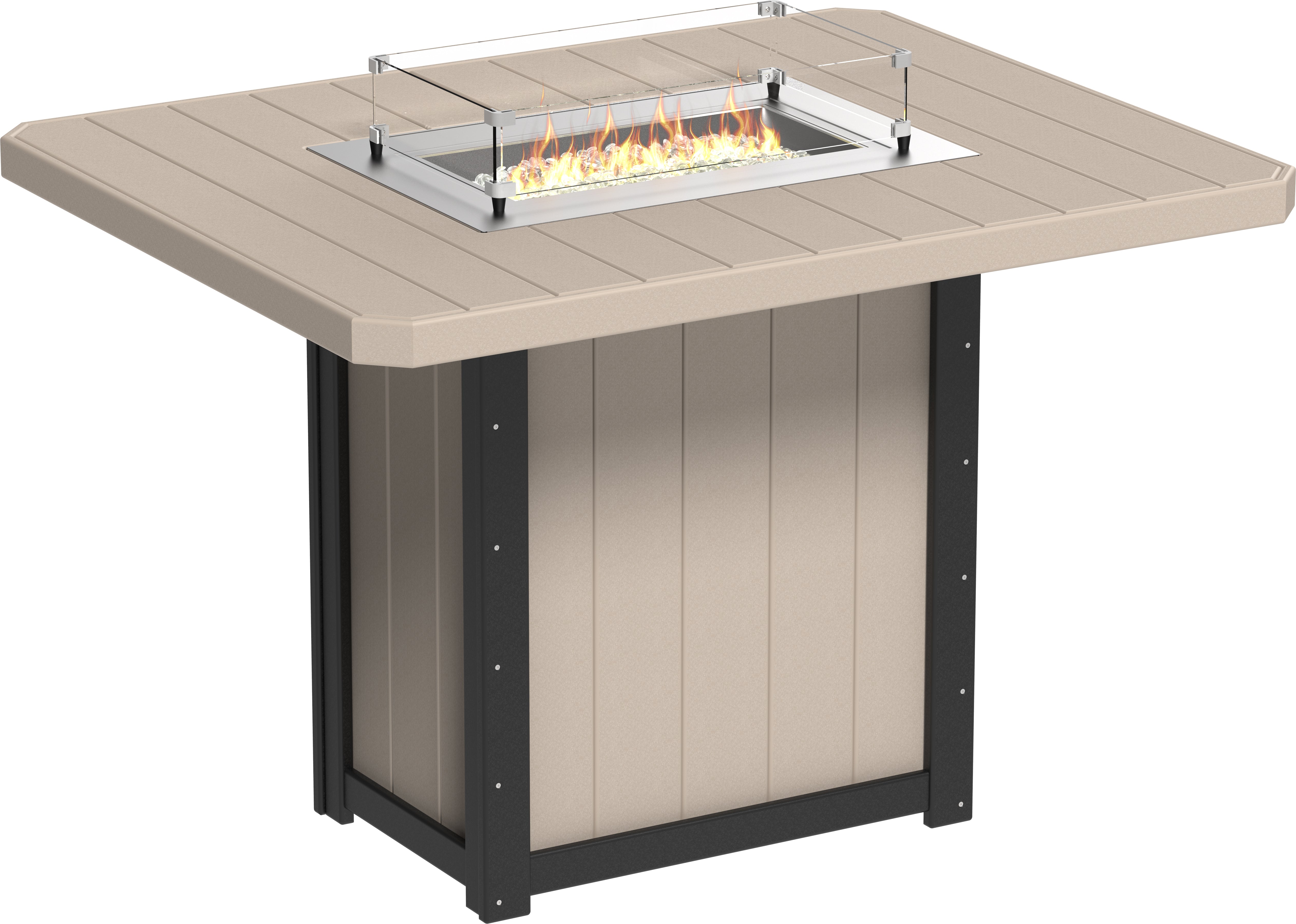 LuxCraft Lumin 62″ Rectangular Fire Table – Outdoor Poly Patio Bar Height Fire Table (LFT62R)