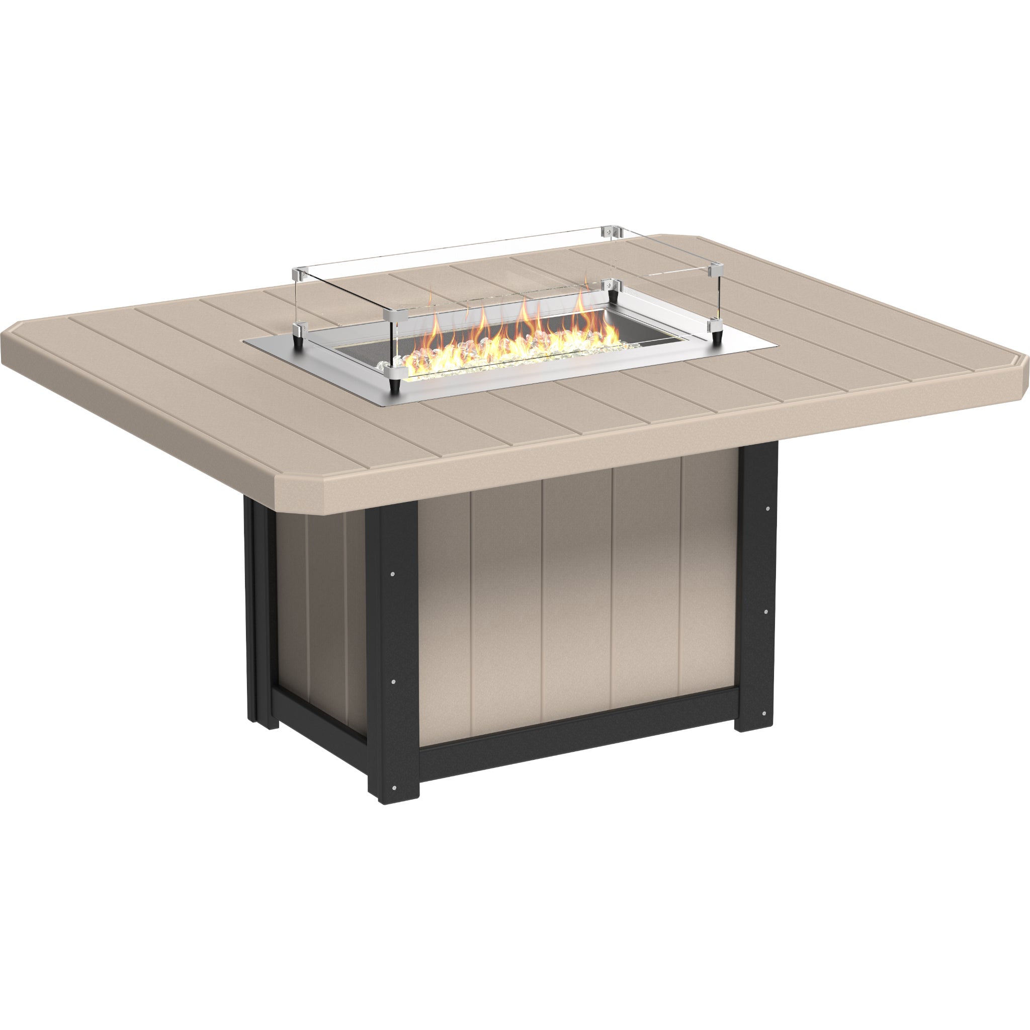 LuxCraft Lumin 62″ Rectangular Fire Table – Outdoor Poly Patio Dining Height Fire Table (LFT62R)