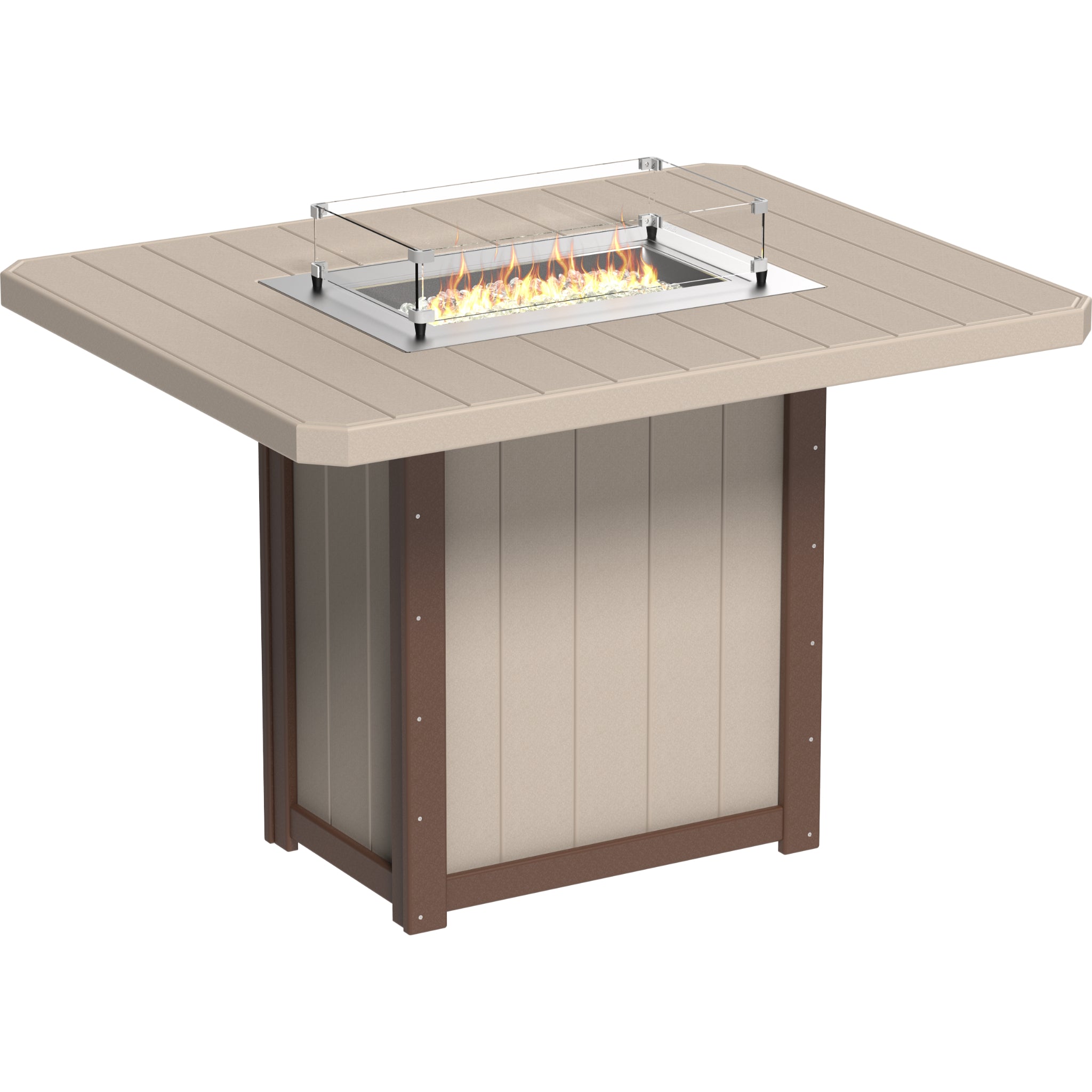 LuxCraft Lumin 62″ Rectangular Fire Table – Outdoor Poly Patio Bar Height Fire Table (LFT62R)