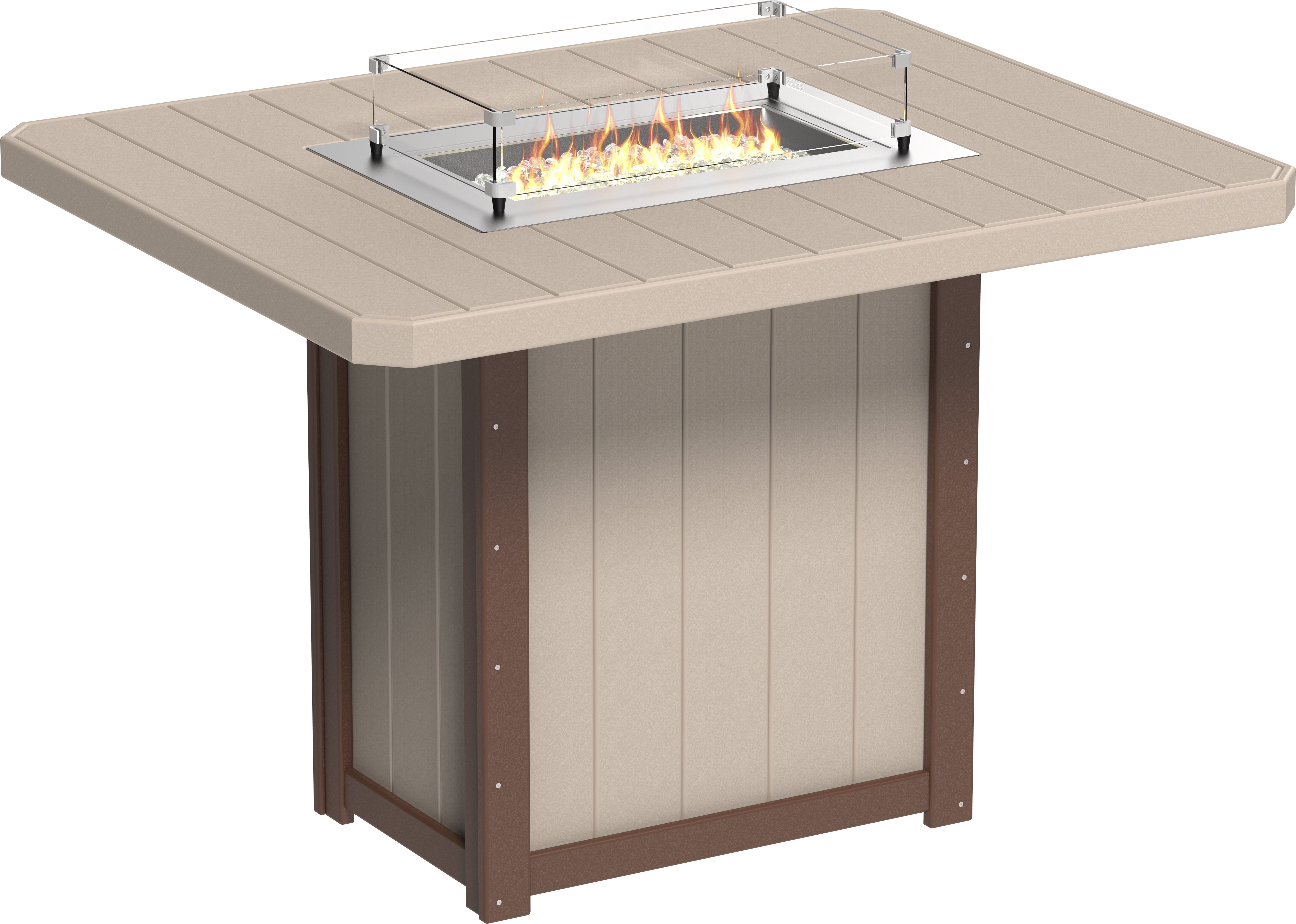 LuxCraft Lumin 62″ Rectangular Fire Table – Outdoor Poly Patio Bar Height Fire Table (LFT62R)