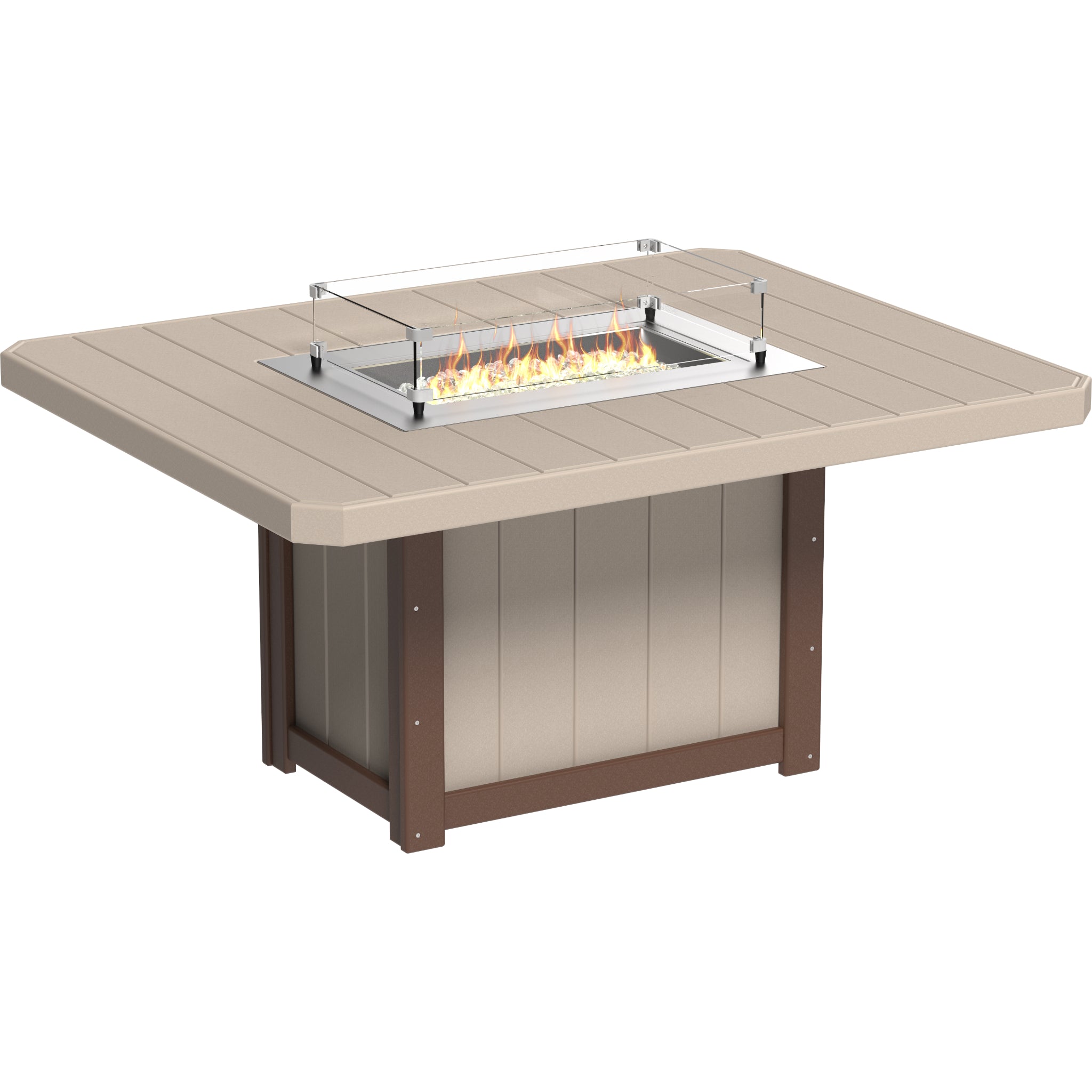 LuxCraft Lumin 62″ Rectangular Fire Table – Outdoor Poly Patio Dining Height Fire Table (LFT62R)