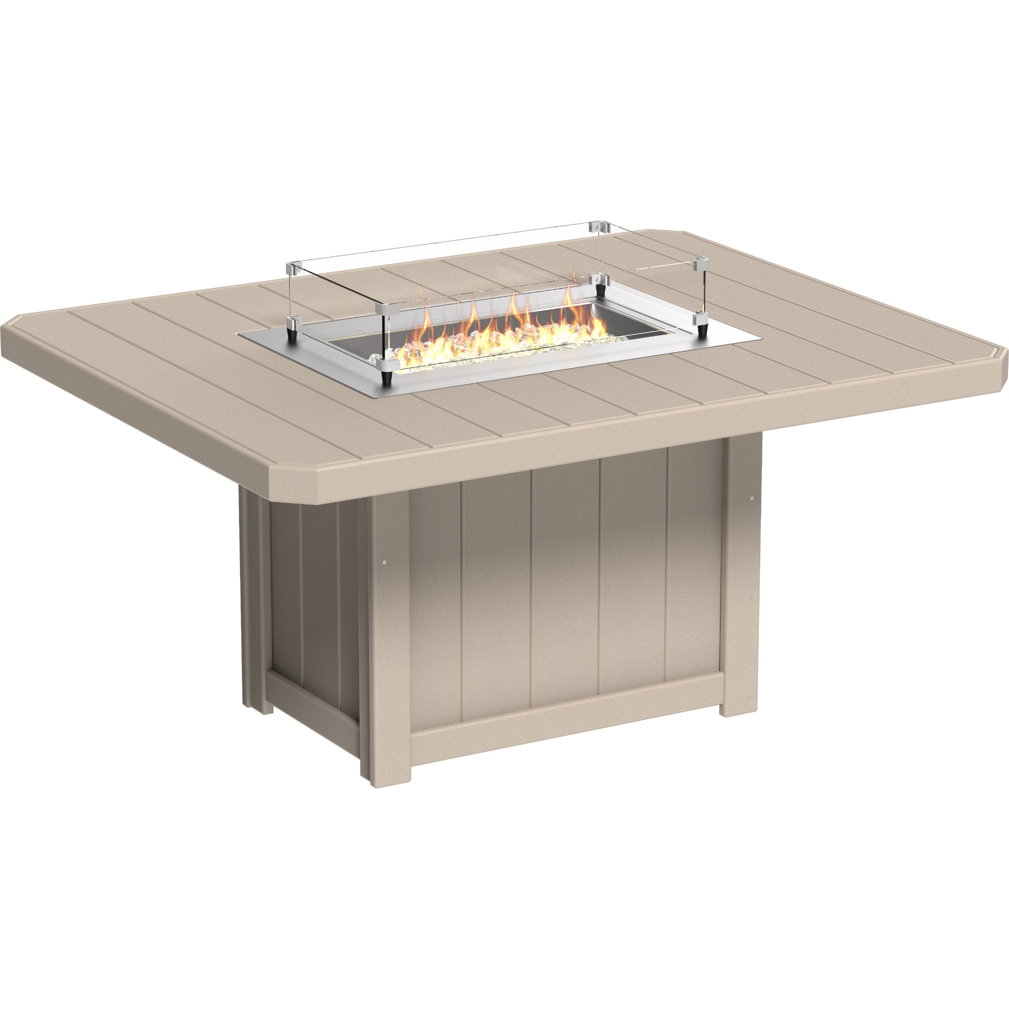 LuxCraft Lumin 62″ Rectangular Fire Table – Outdoor Poly Patio Dining Height Fire Table (LFT62R)