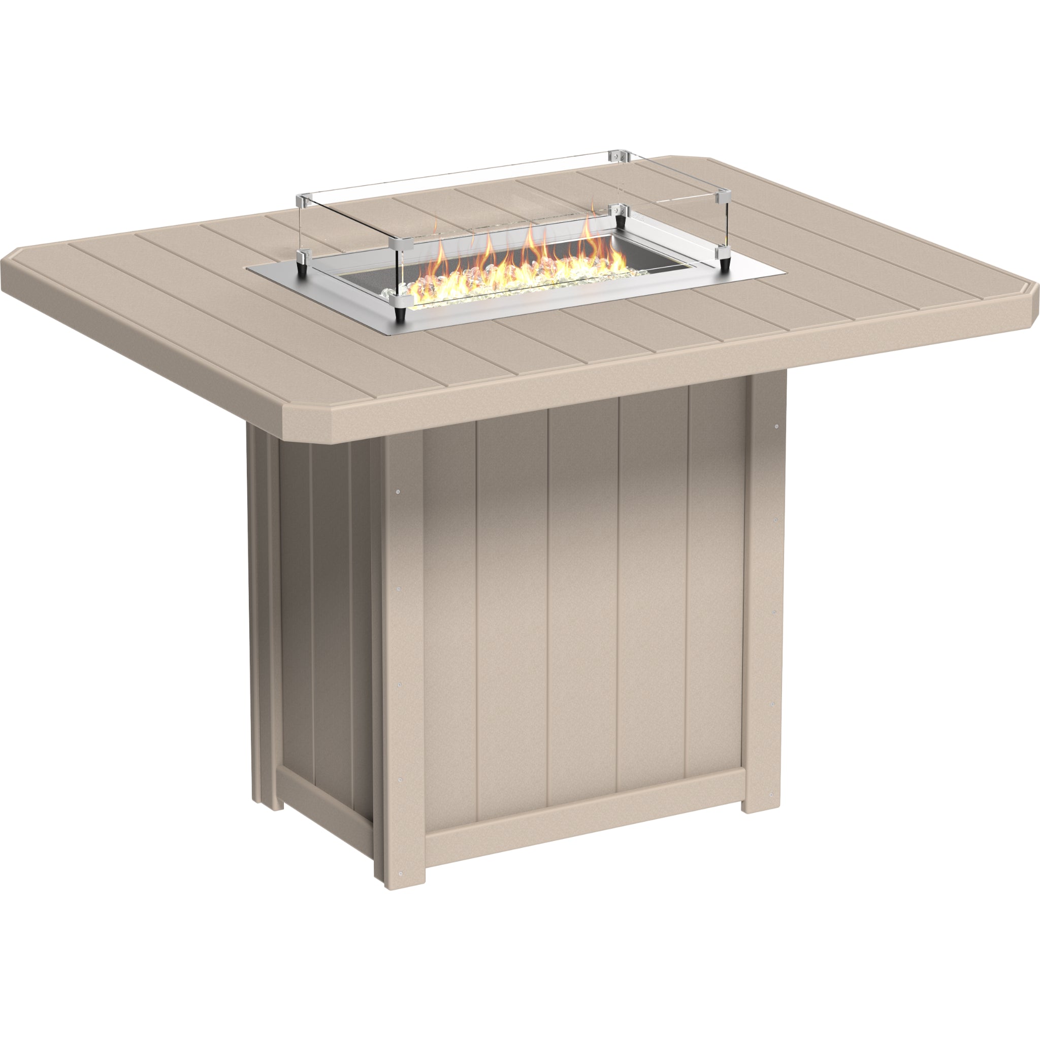 LuxCraft Lumin 62″ Rectangular Fire Table – Outdoor Poly Patio Bar Height Fire Table (LFT62R)