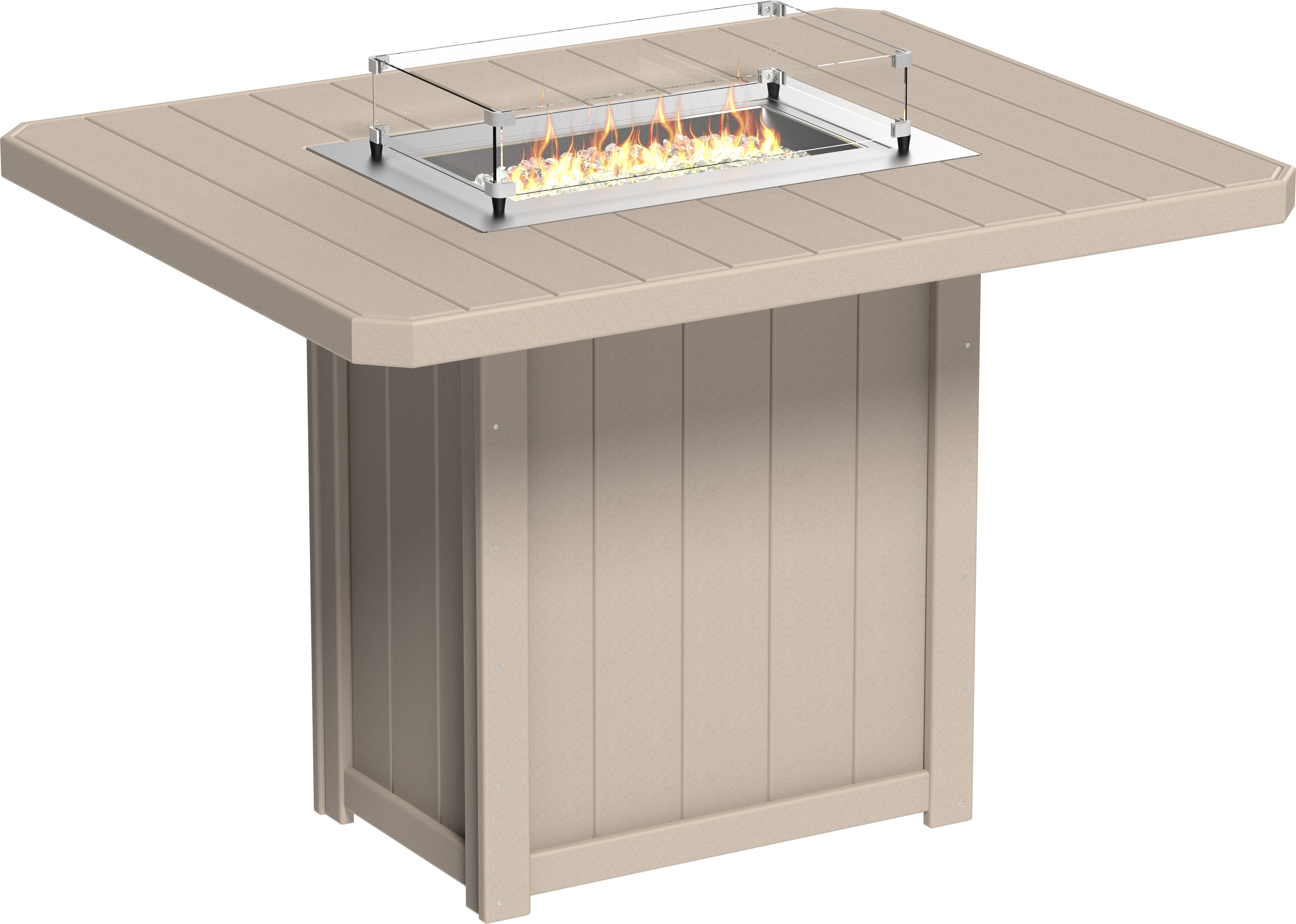 LuxCraft Lumin 62″ Rectangular Fire Table – Outdoor Poly Patio Bar Height Fire Table (LFT62R)