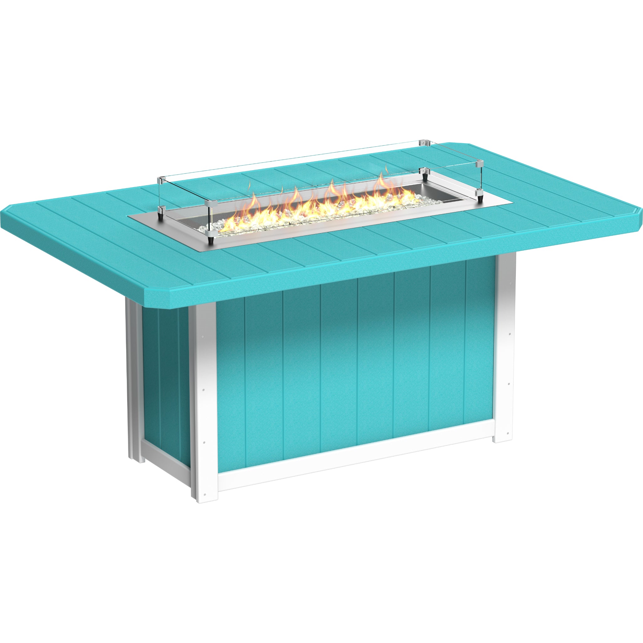 LuxCraft Lumin 79″ Rectangular Fire Table – Outdoor Poly Patio Counter Height Fire Table (LFT79R)