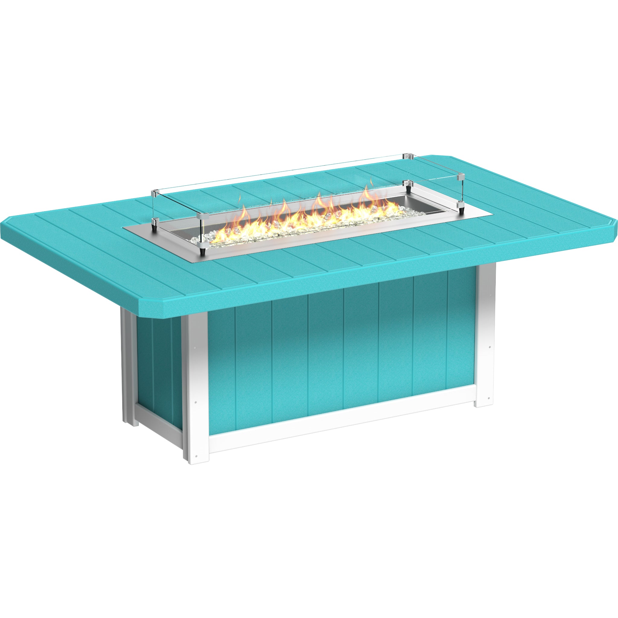 LuxCraft Lumin 79″ Rectangular Fire Table – Outdoor Poly Patio Dining Height Fire Table (LFT79R)