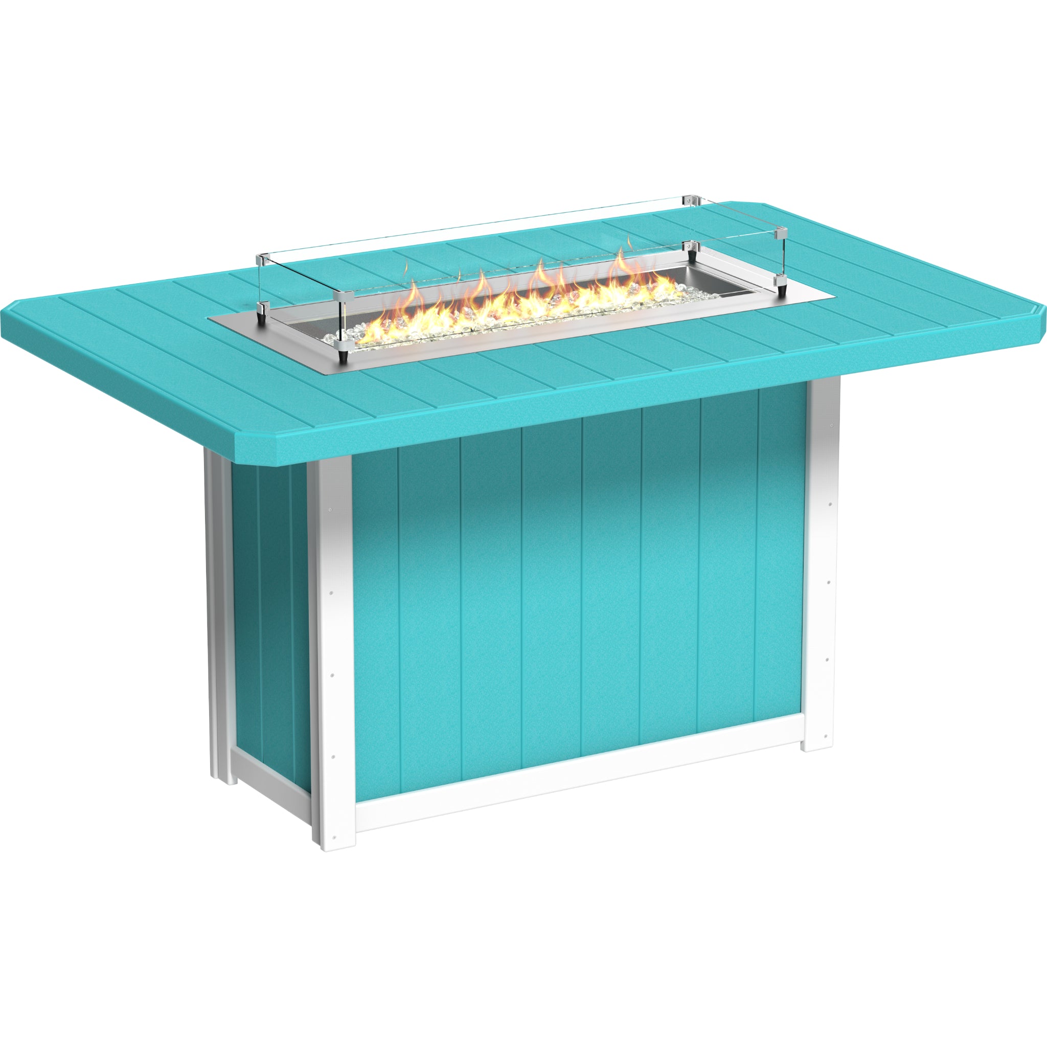 LuxCraft Lumin 79″ Rectangular Fire Table – Outdoor Poly Patio Bar Height Fire Table (LFT79R)