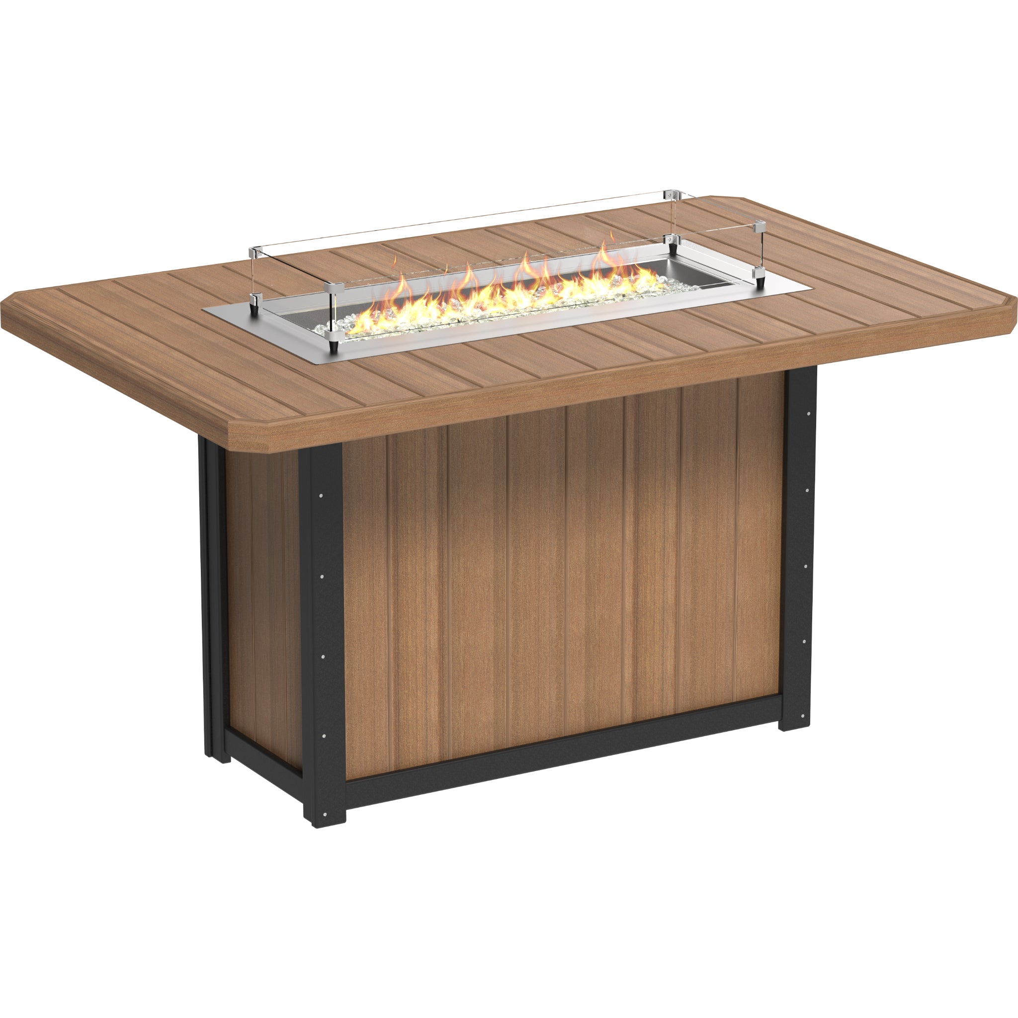 LuxCraft Lumin 79″ Rectangular Fire Table – Outdoor Poly Patio Bar Height Fire Table (LFT79R)
