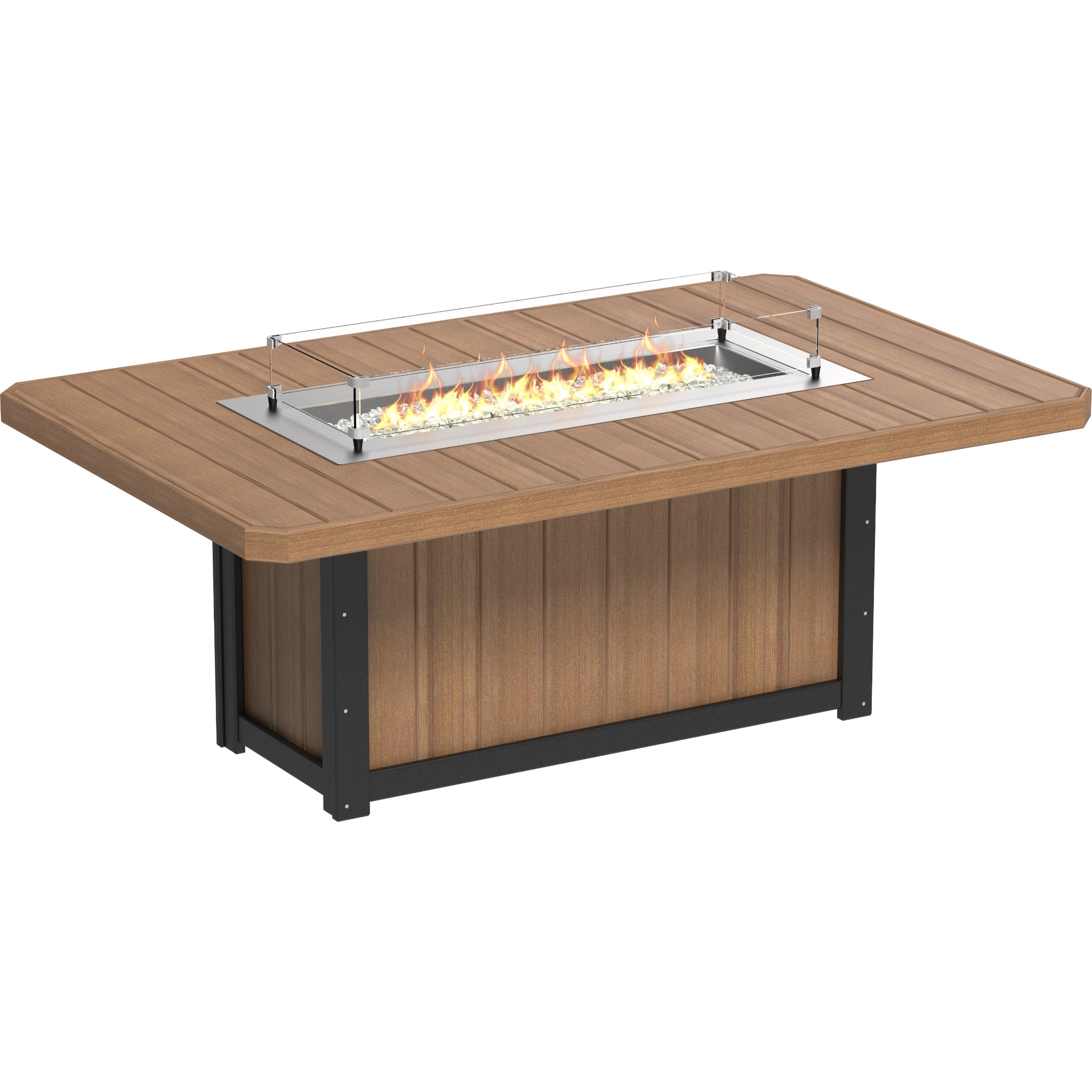 LuxCraft Lumin 79″ Rectangular Fire Table – Outdoor Poly Patio Dining Height Fire Table (LFT79R)