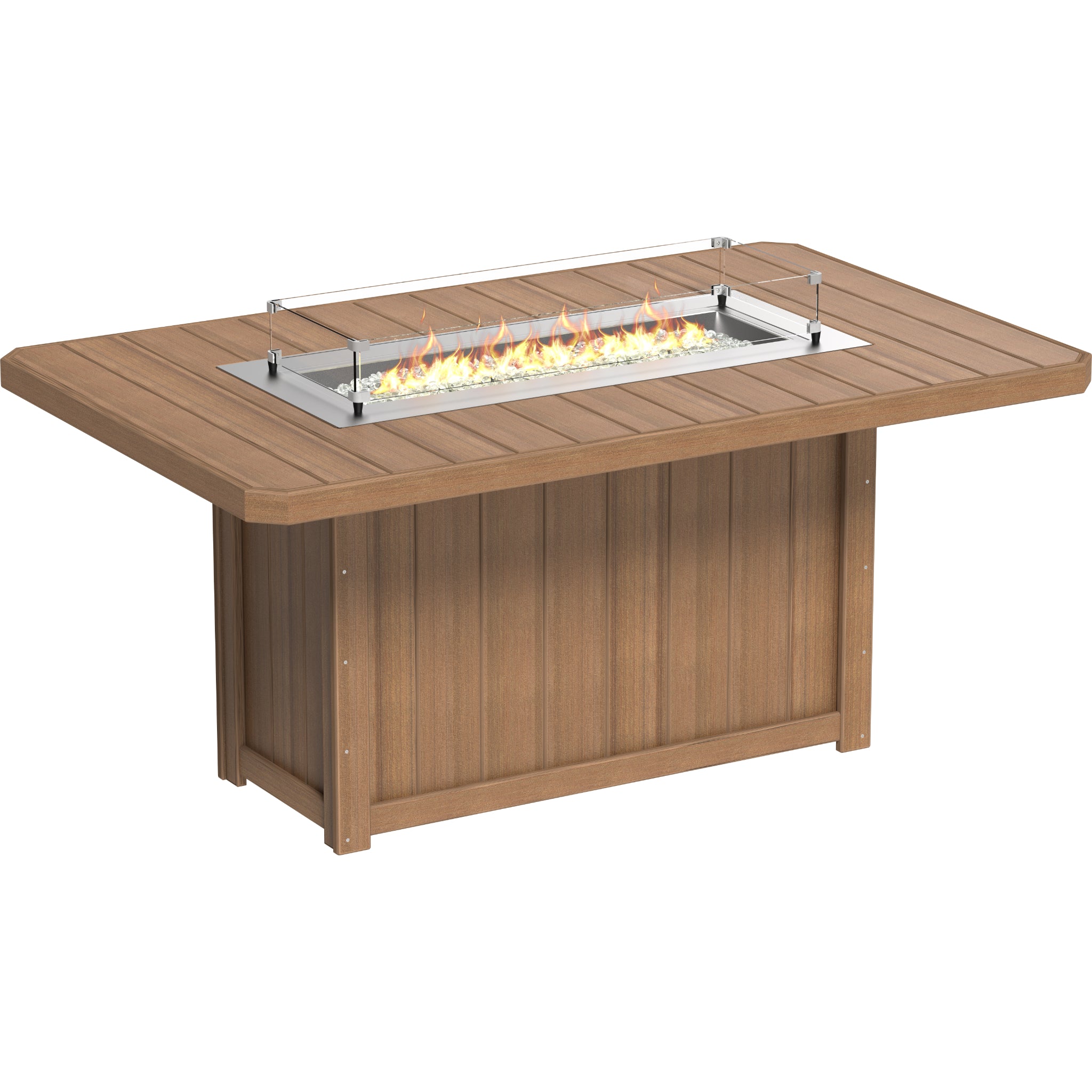LuxCraft Lumin 79″ Rectangular Fire Table – Outdoor Poly Patio Counter Height Fire Table (LFT79R)