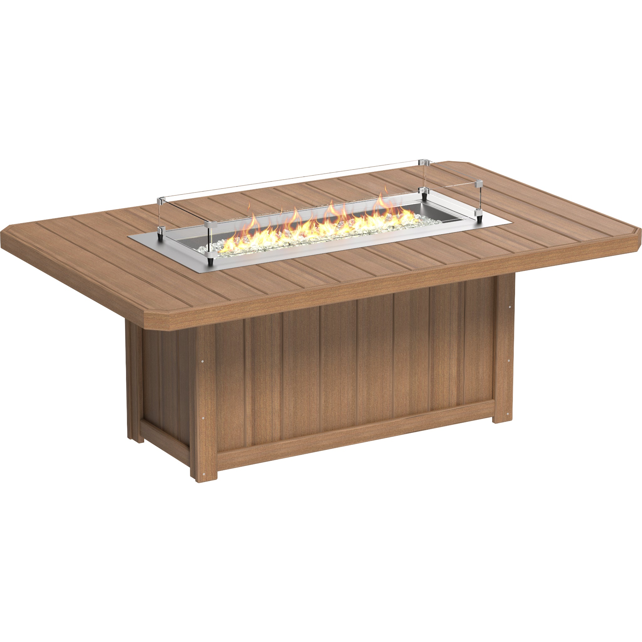 LuxCraft Lumin 79″ Rectangular Fire Table – Outdoor Poly Patio Dining Height Fire Table (LFT79R)