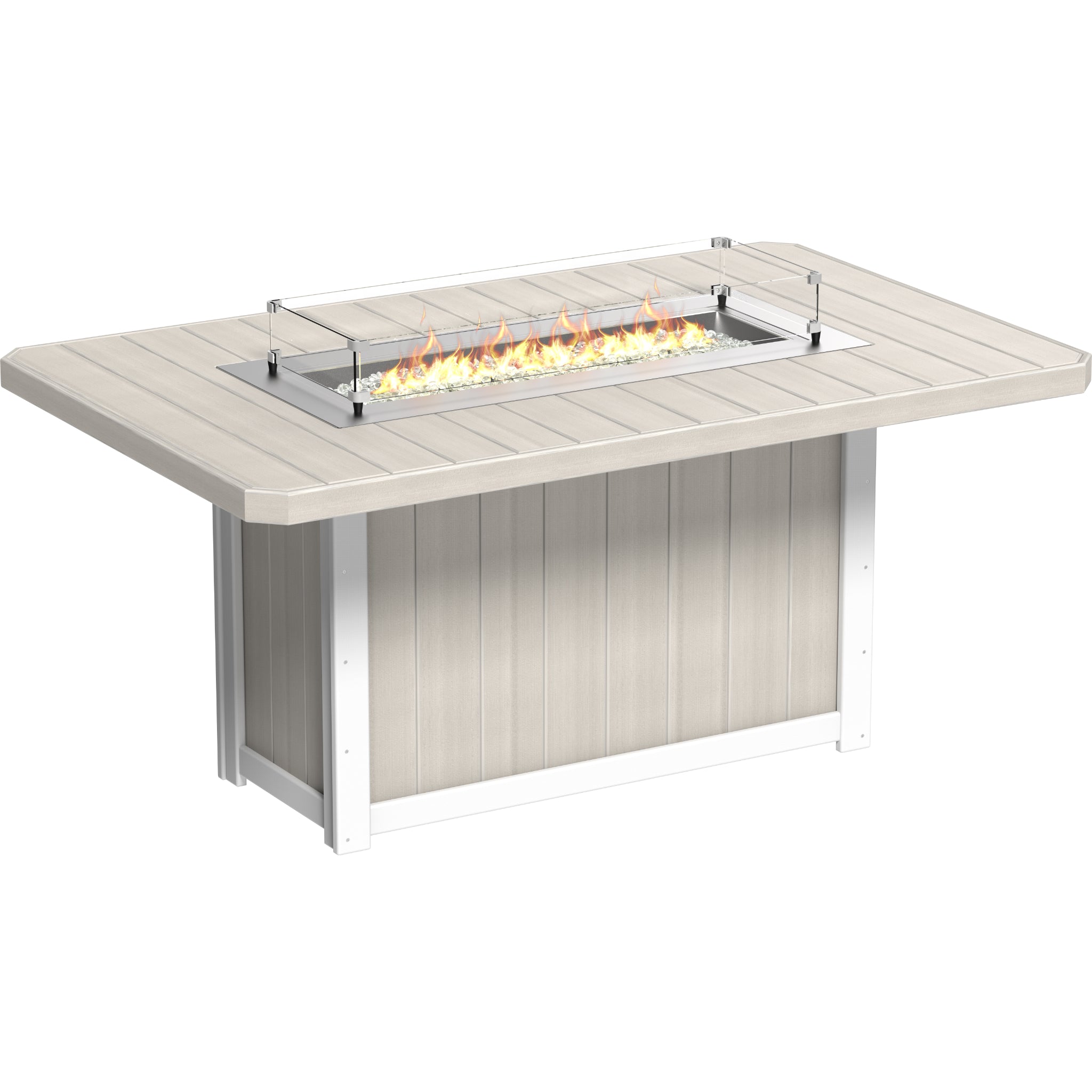 LuxCraft Lumin 79″ Rectangular Fire Table – Outdoor Poly Patio Counter Height Fire Table (LFT79R)