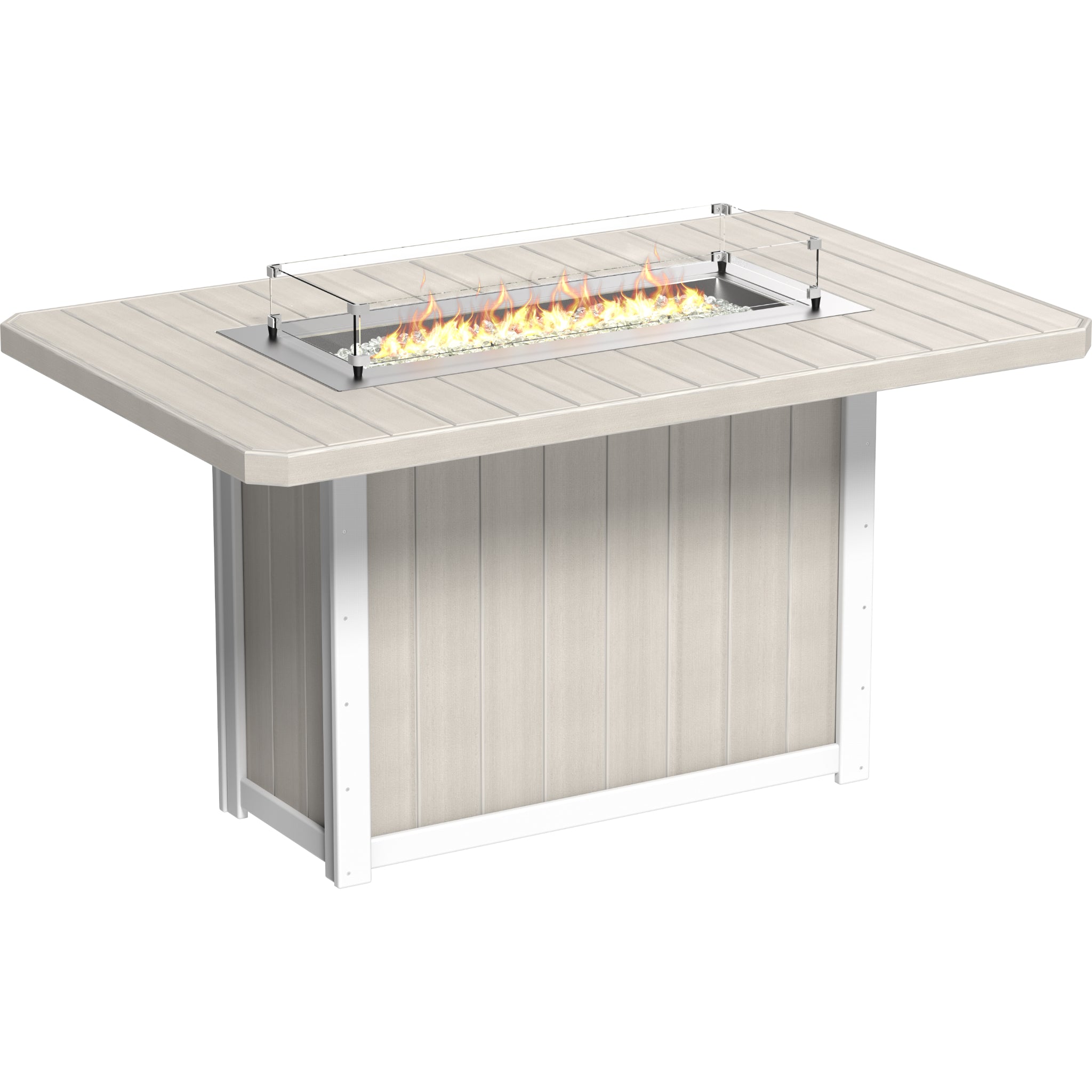 LuxCraft Lumin 79″ Rectangular Fire Table – Outdoor Poly Patio Bar Height Fire Table (LFT79R)