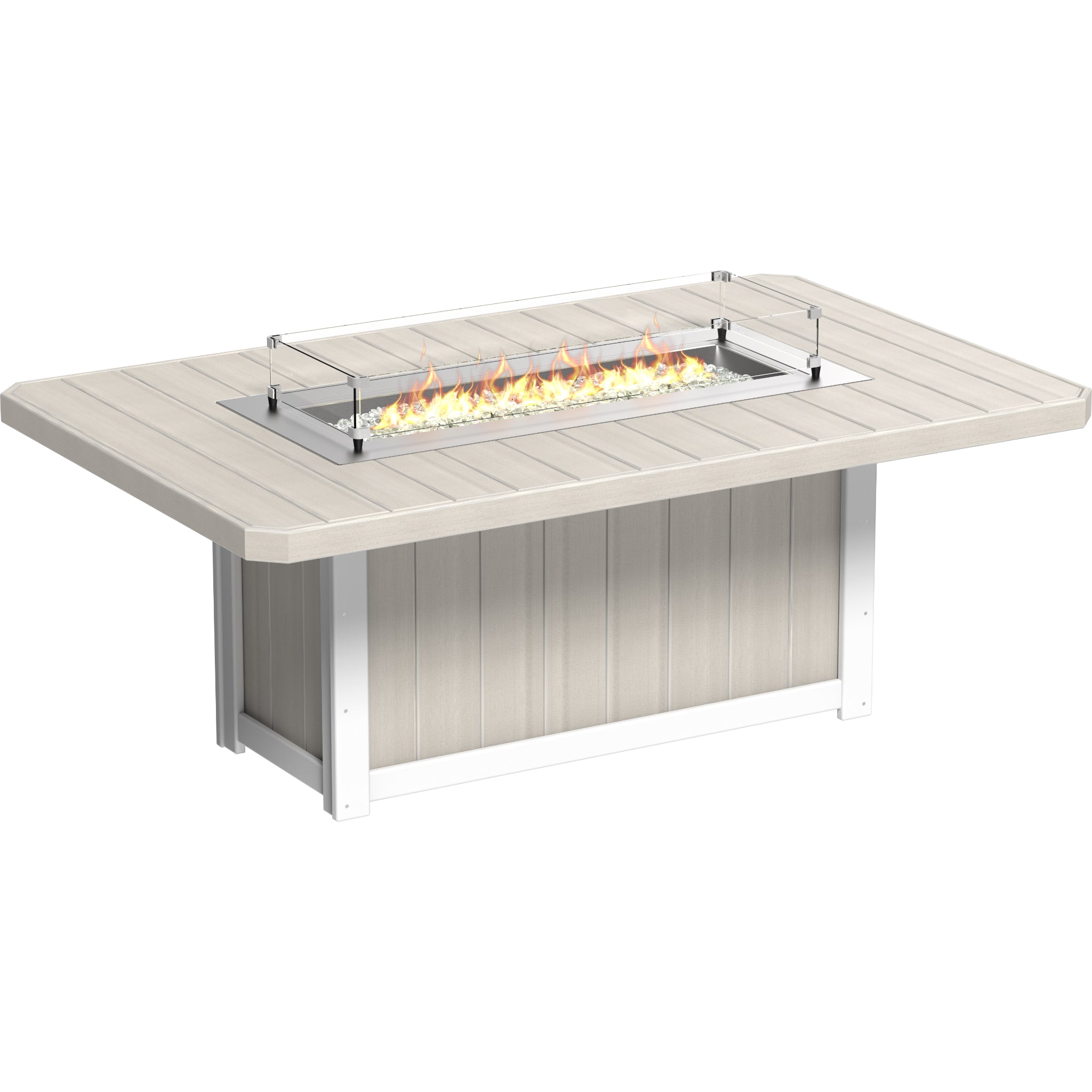 LuxCraft Lumin 79″ Rectangular Fire Table – Outdoor Poly Patio Dining Height Fire Table (LFT79R)