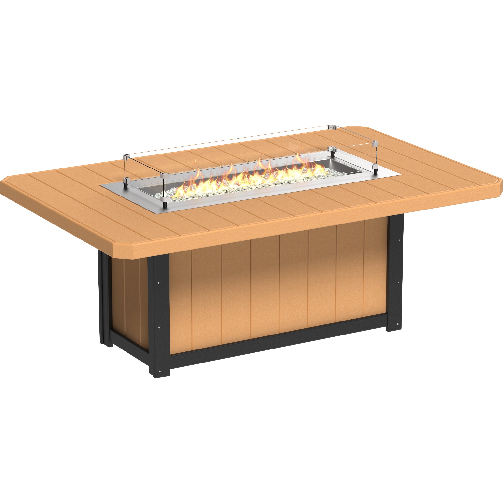 LuxCraft Lumin 79″ Rectangular Fire Table – Outdoor Poly Patio Dining Height Fire Table (LFT79R)