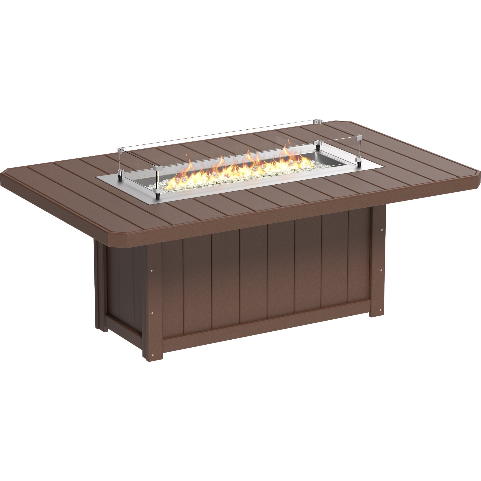 LuxCraft Lumin 79″ Rectangular Fire Table – Outdoor Poly Patio Dining Height Fire Table (LFT79R)