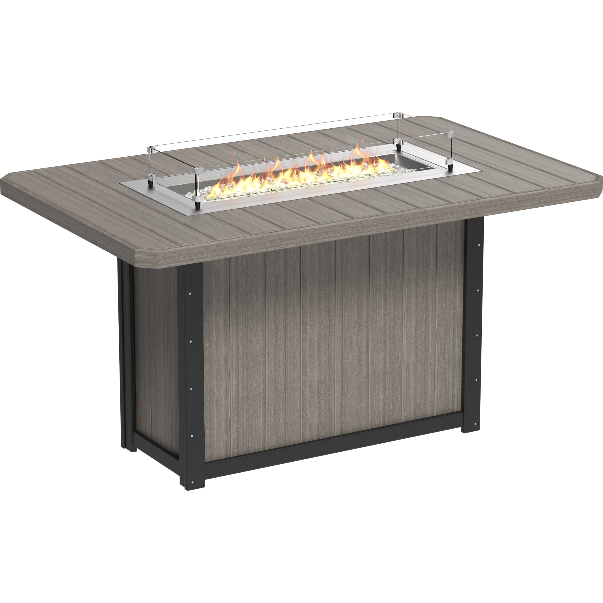 LuxCraft Lumin 79″ Rectangular Fire Table – Outdoor Poly Patio Bar Height Fire Table (LFT79R)