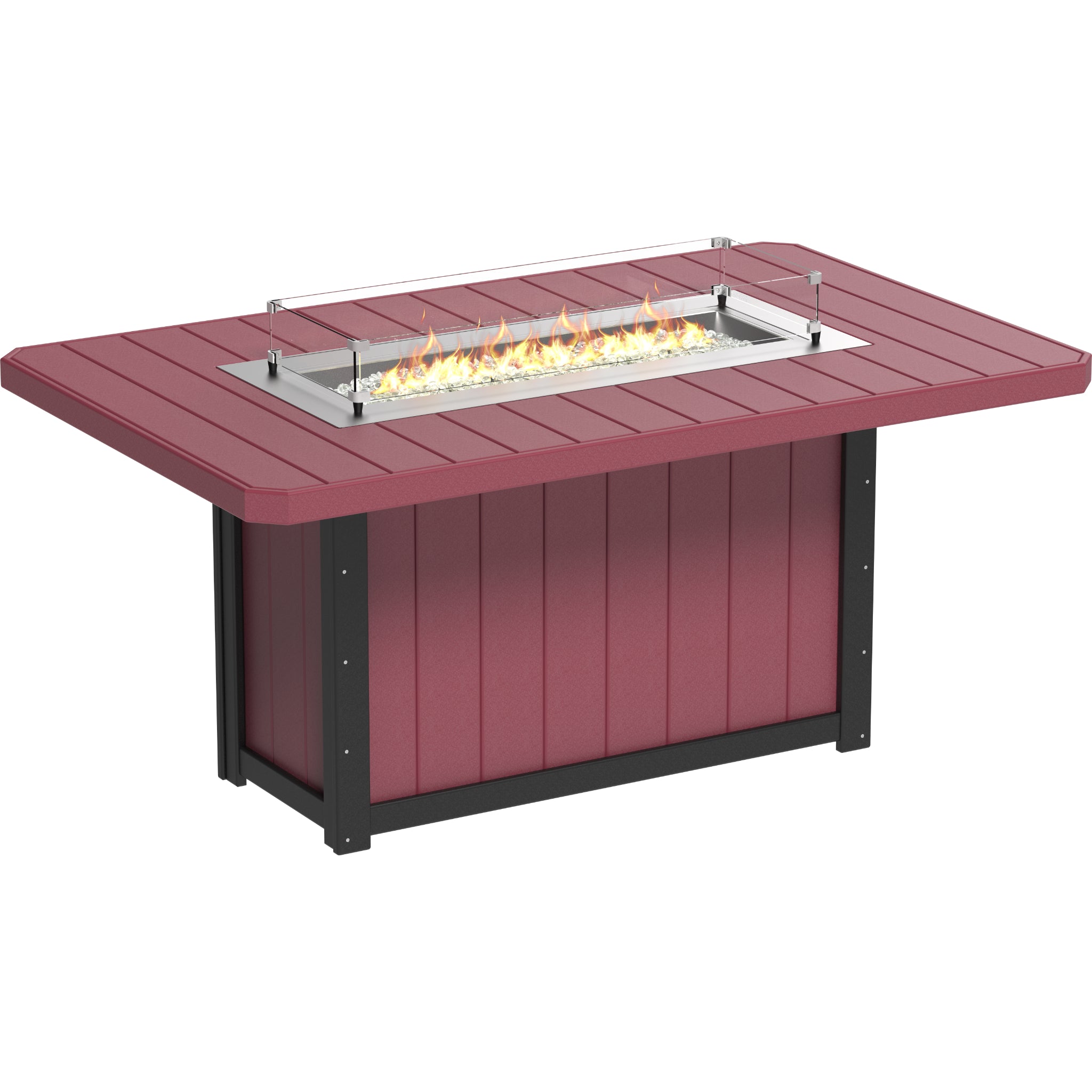 LuxCraft Lumin 79″ Rectangular Fire Table – Outdoor Poly Patio Counter Height Fire Table (LFT79R)