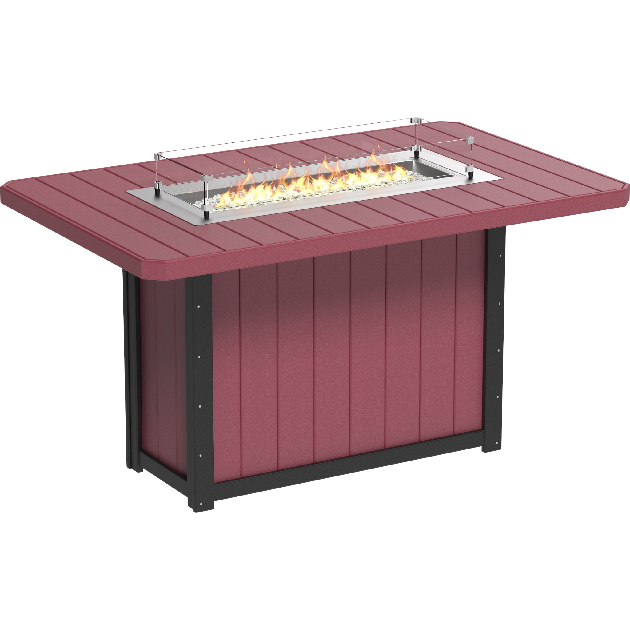 LuxCraft Lumin 79″ Rectangular Fire Table – Outdoor Poly Patio Bar Height Fire Table (LFT79R)