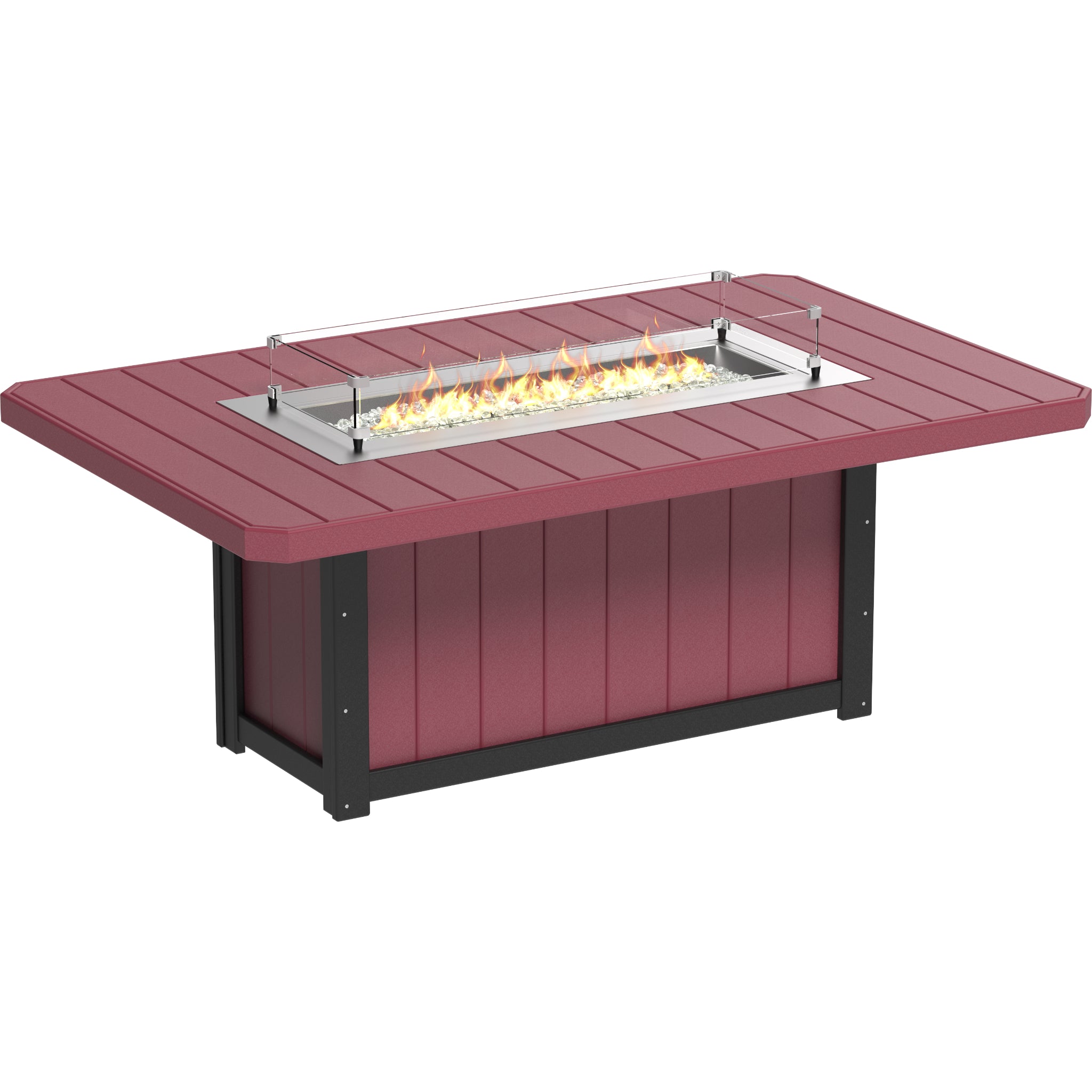 LuxCraft Lumin 79″ Rectangular Fire Table – Outdoor Poly Patio Dining Height Fire Table (LFT79R)