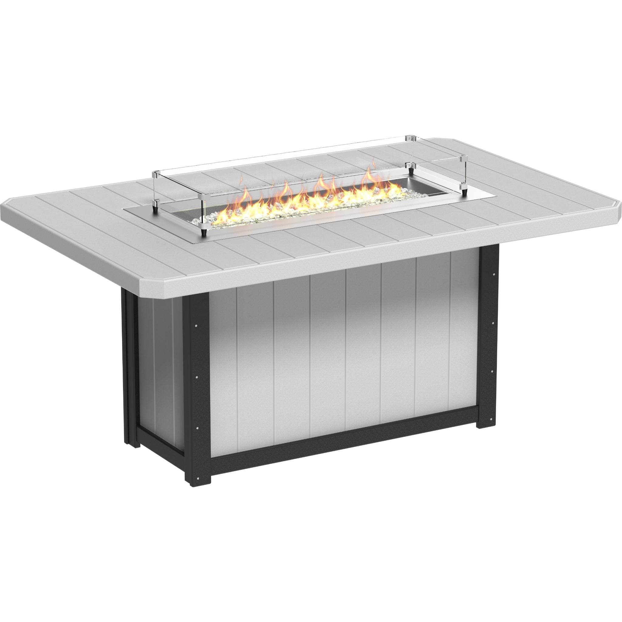LuxCraft Lumin 79″ Rectangular Fire Table – Outdoor Poly Patio Counter Height Fire Table (LFT79R)