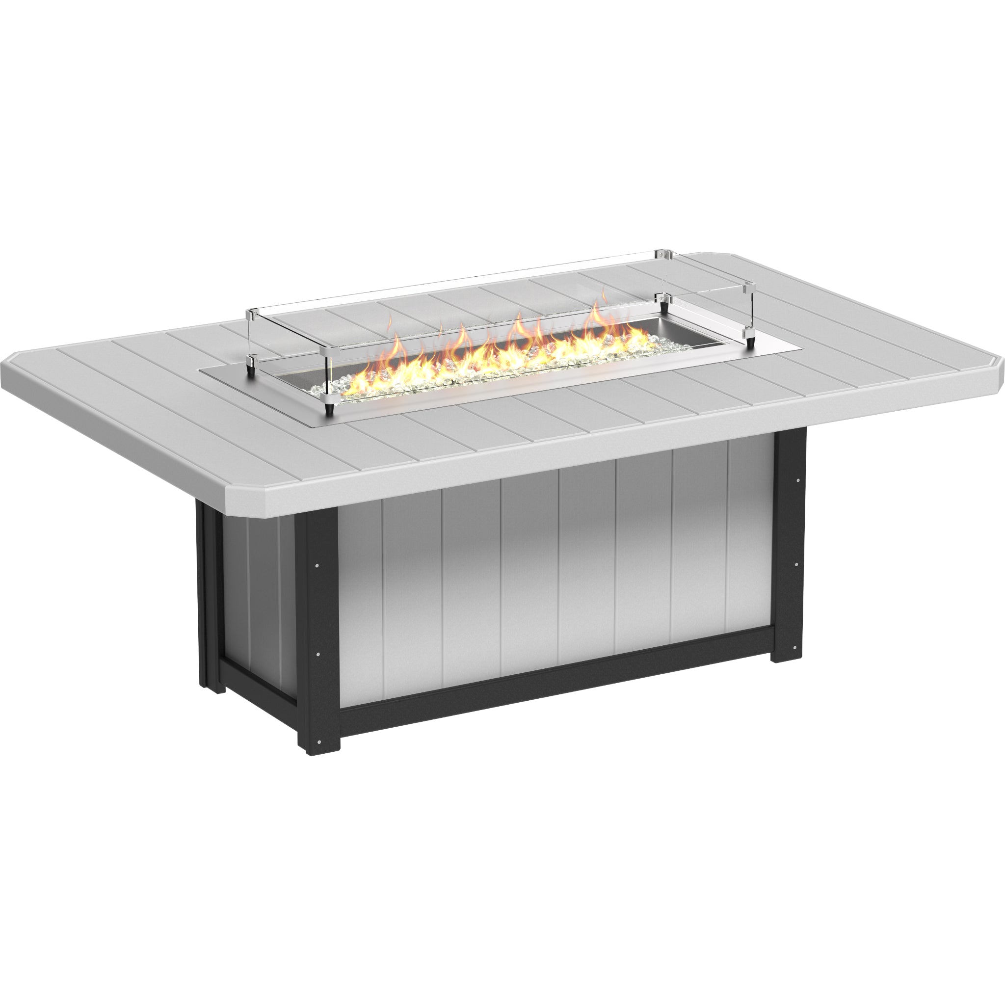 LuxCraft Lumin 79″ Rectangular Fire Table – Outdoor Poly Patio Dining Height Fire Table (LFT79R)