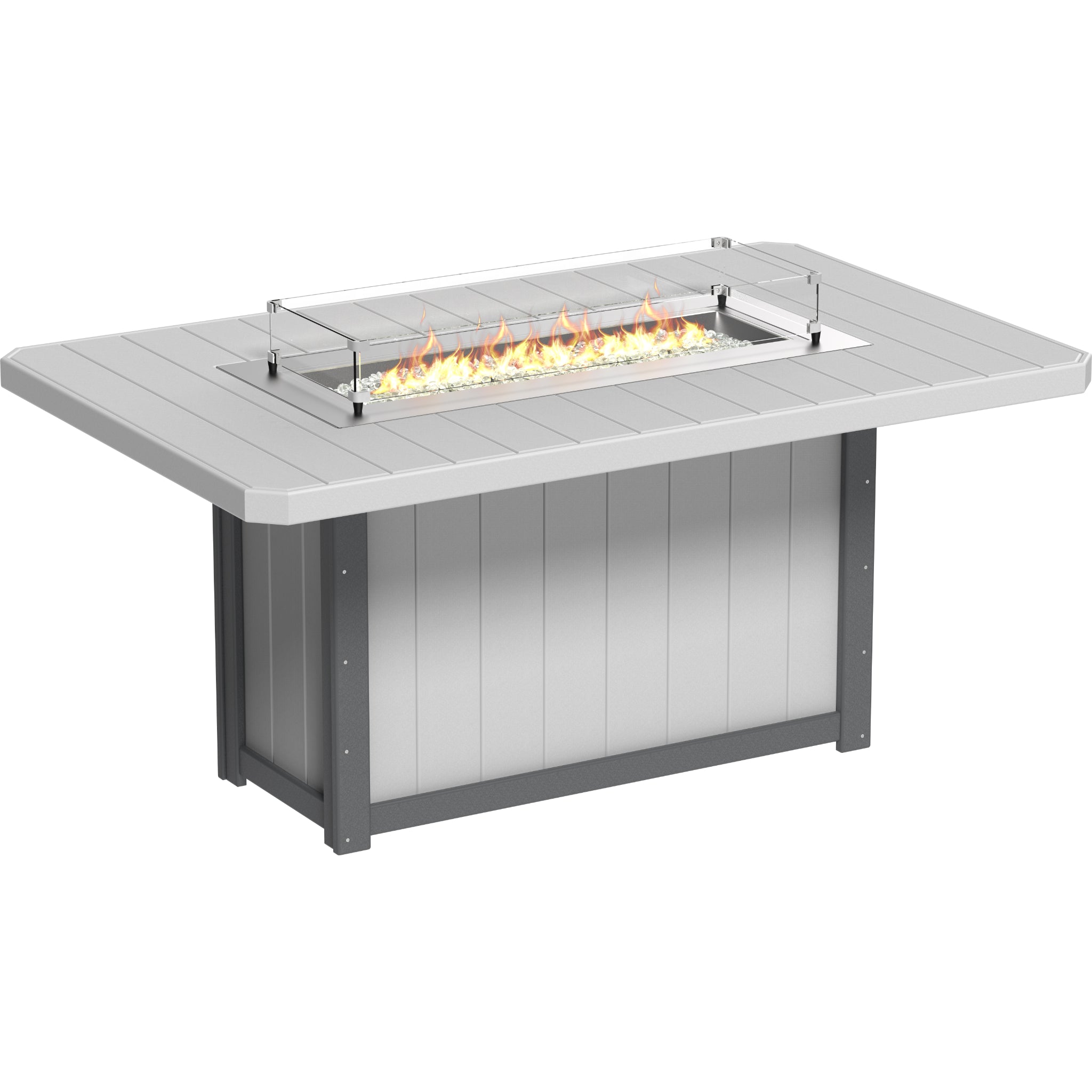 LuxCraft Lumin 79″ Rectangular Fire Table – Outdoor Poly Patio Counter Height Fire Table (LFT79R)