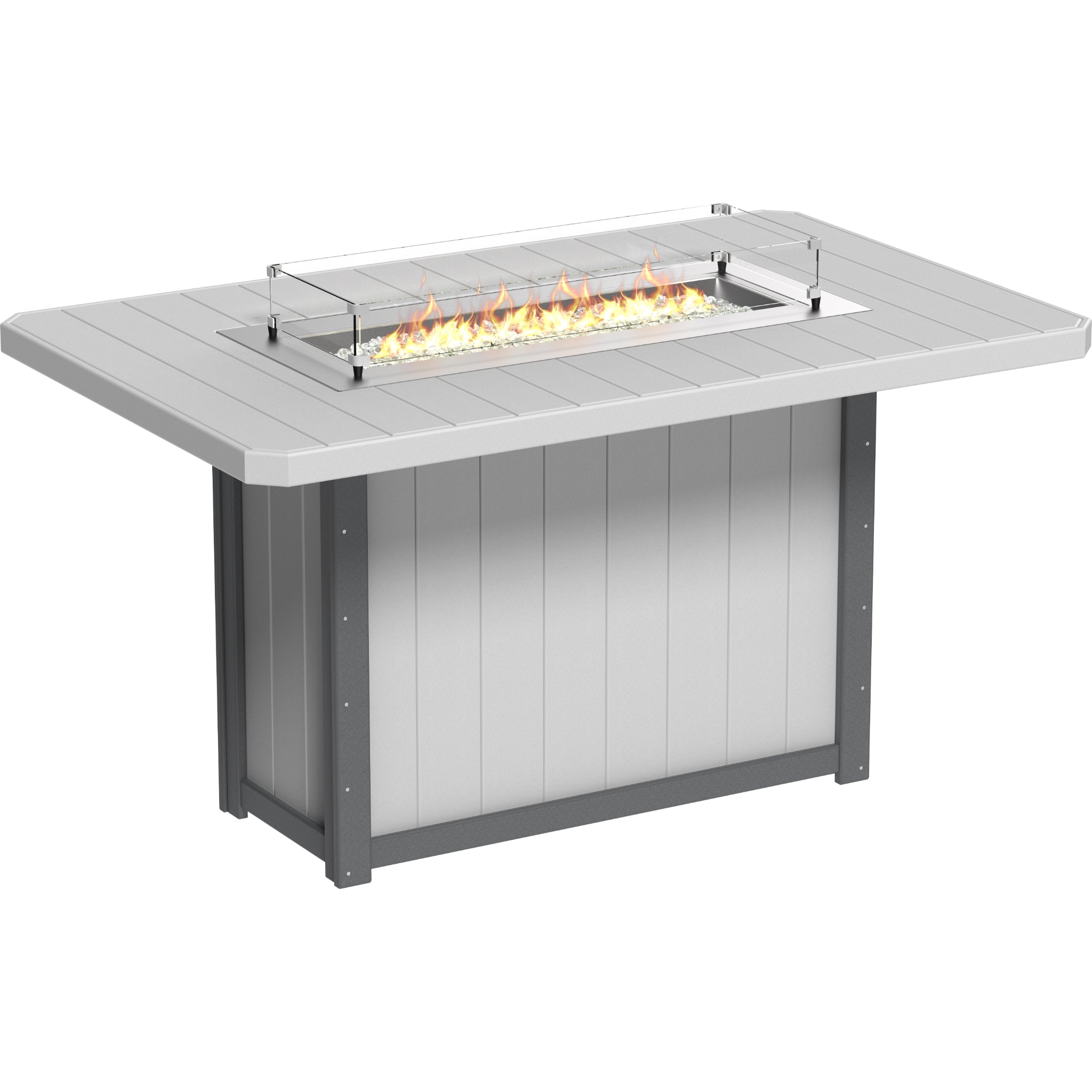 LuxCraft Lumin 79″ Rectangular Fire Table – Outdoor Poly Patio Bar Height Fire Table (LFT79R)