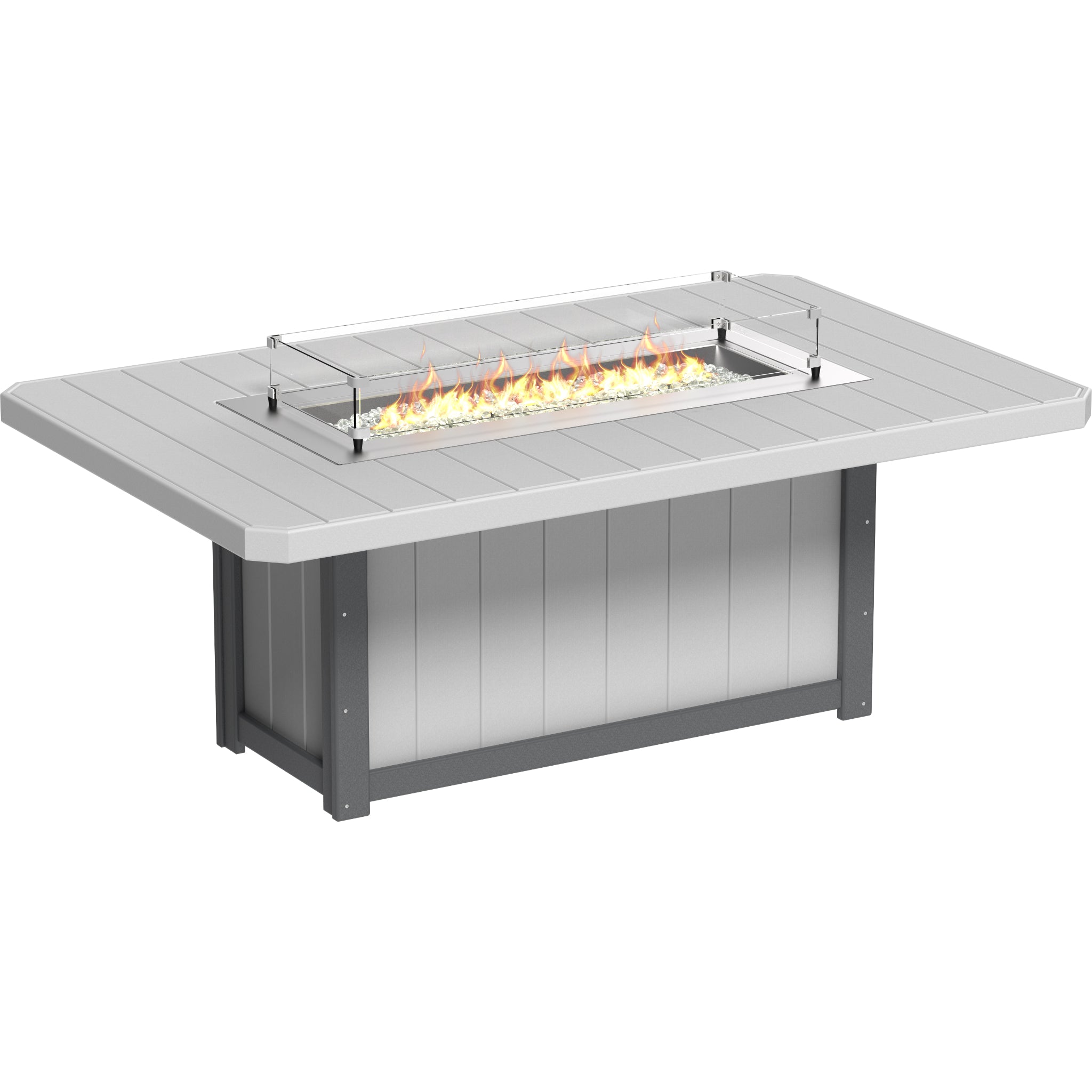 LuxCraft Lumin 79″ Rectangular Fire Table – Outdoor Poly Patio Dining Height Fire Table (LFT79R)