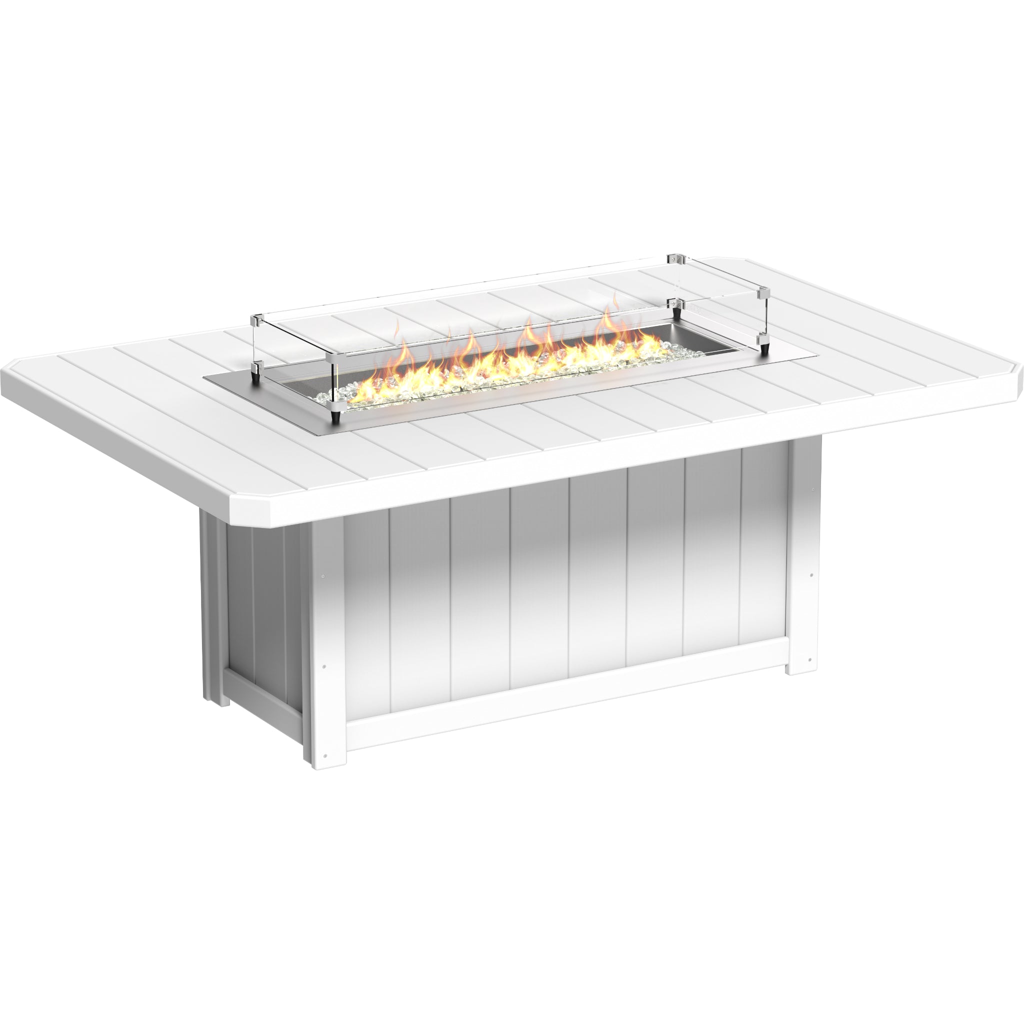 LuxCraft Lumin 79″ Rectangular Fire Table – Outdoor Poly Patio Dining Height Fire Table (LFT79R)