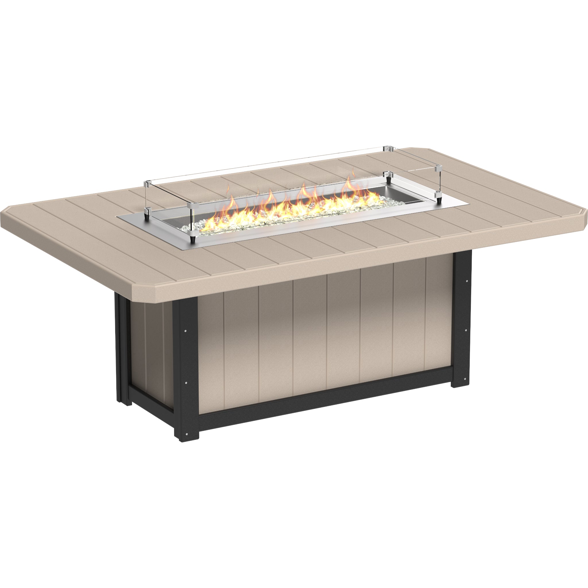 LuxCraft Lumin 79″ Rectangular Fire Table – Outdoor Poly Patio Dining Height Fire Table (LFT79R)
